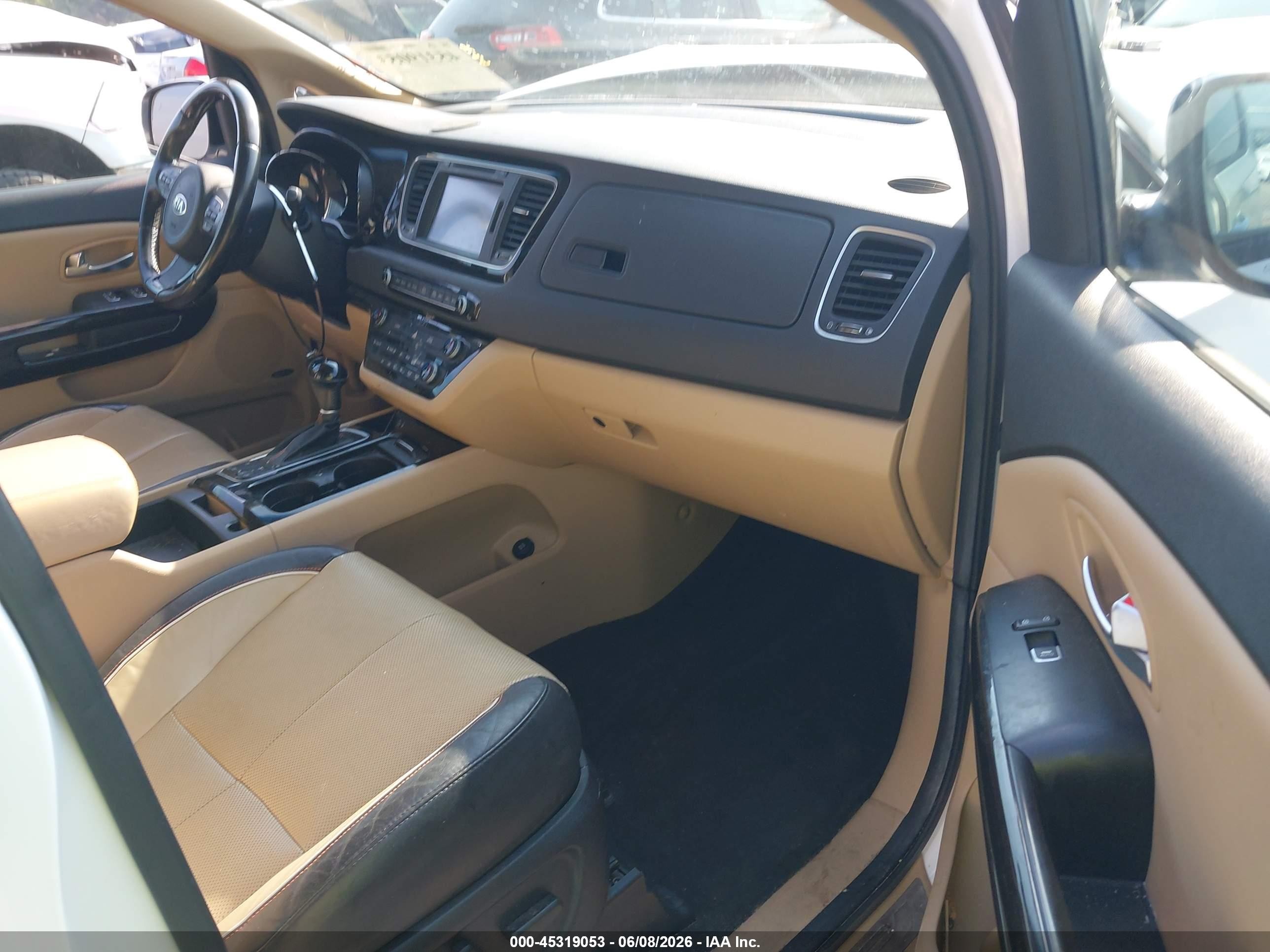2015 Kia Sedona Sx Luxury White vin: KNDME5C16F6029187
