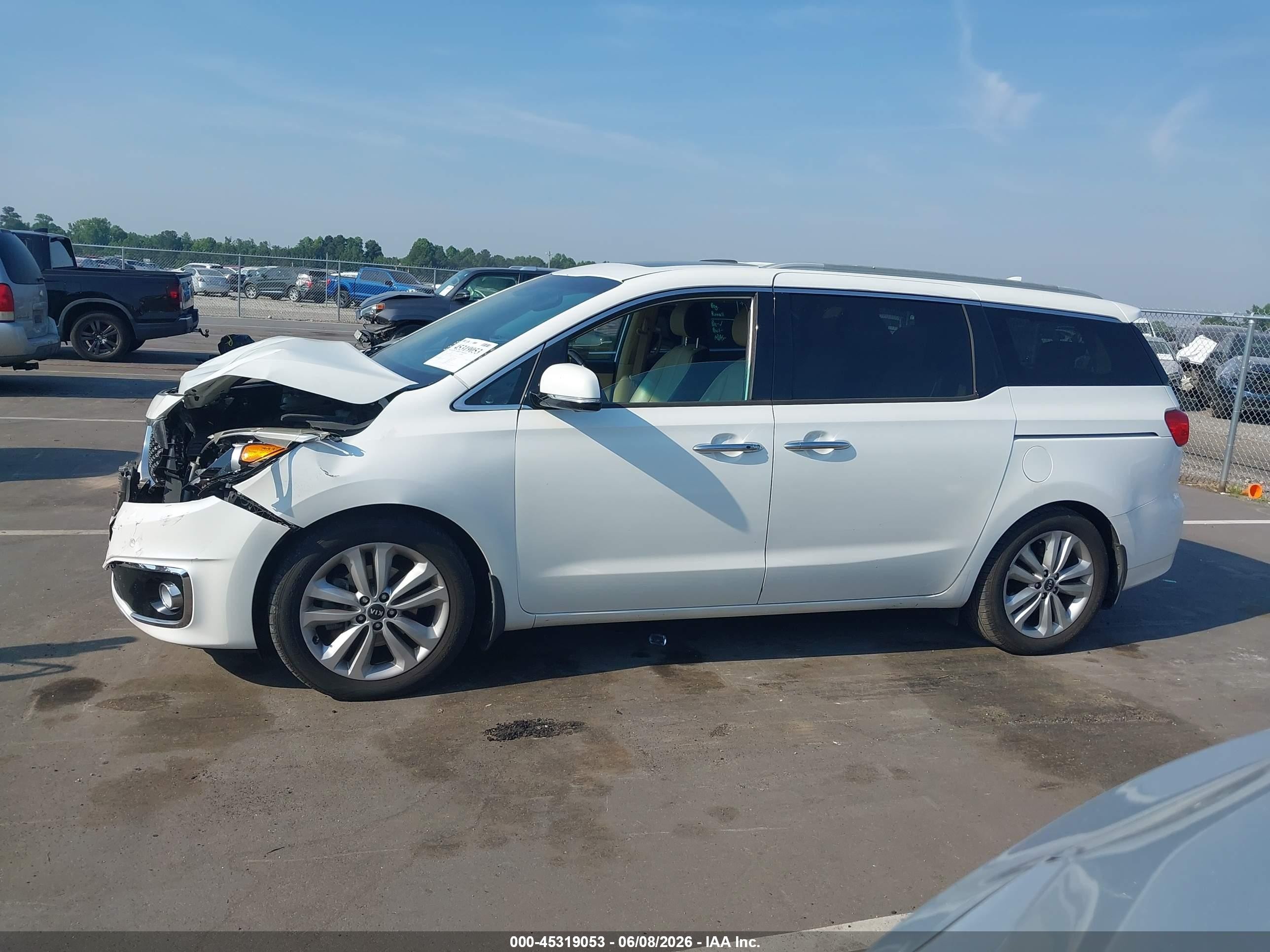 2015 Kia Sedona Sx Luxury White vin: KNDME5C16F6029187