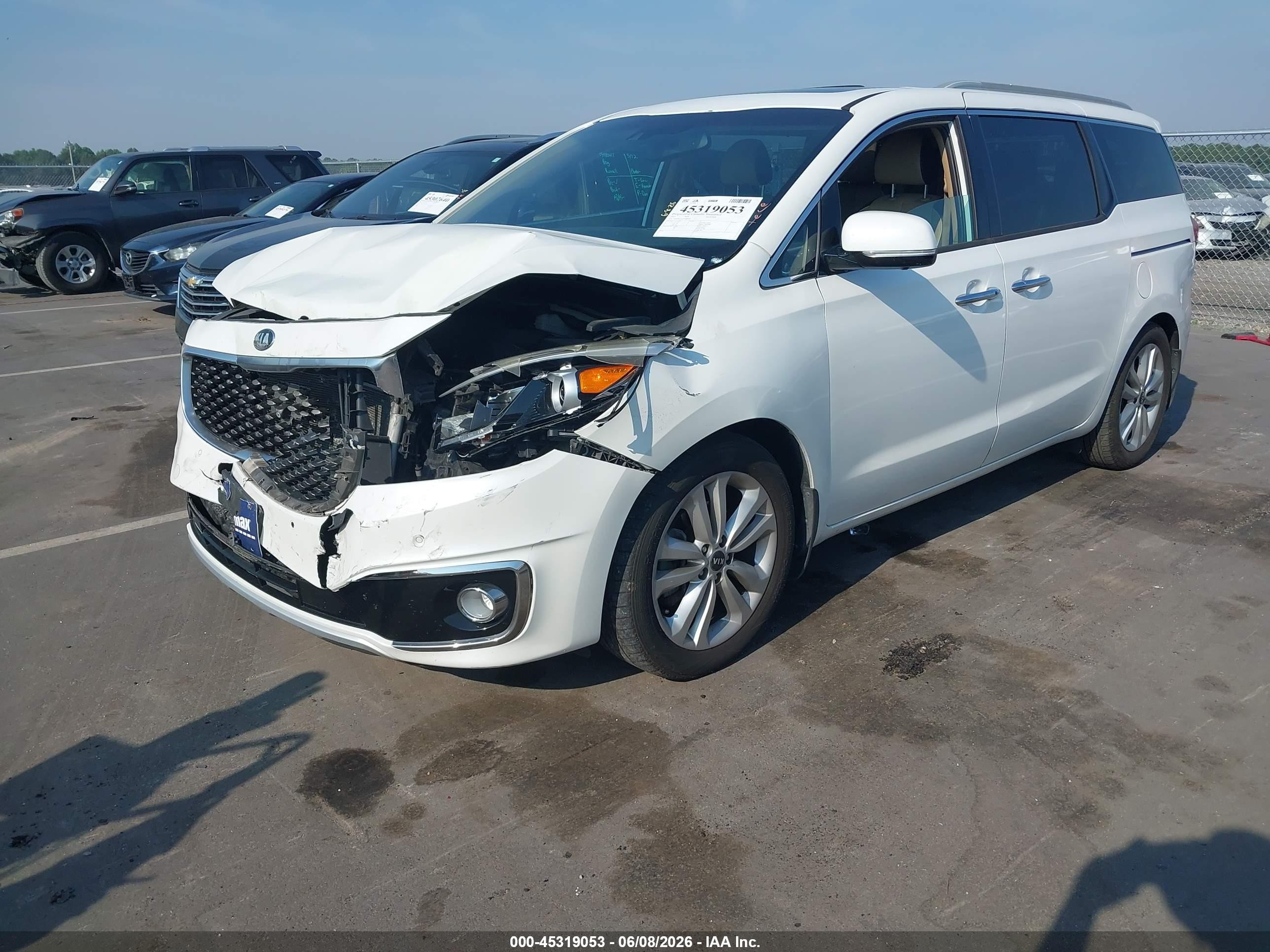 2015 Kia Sedona Sx Luxury White vin: KNDME5C16F6029187