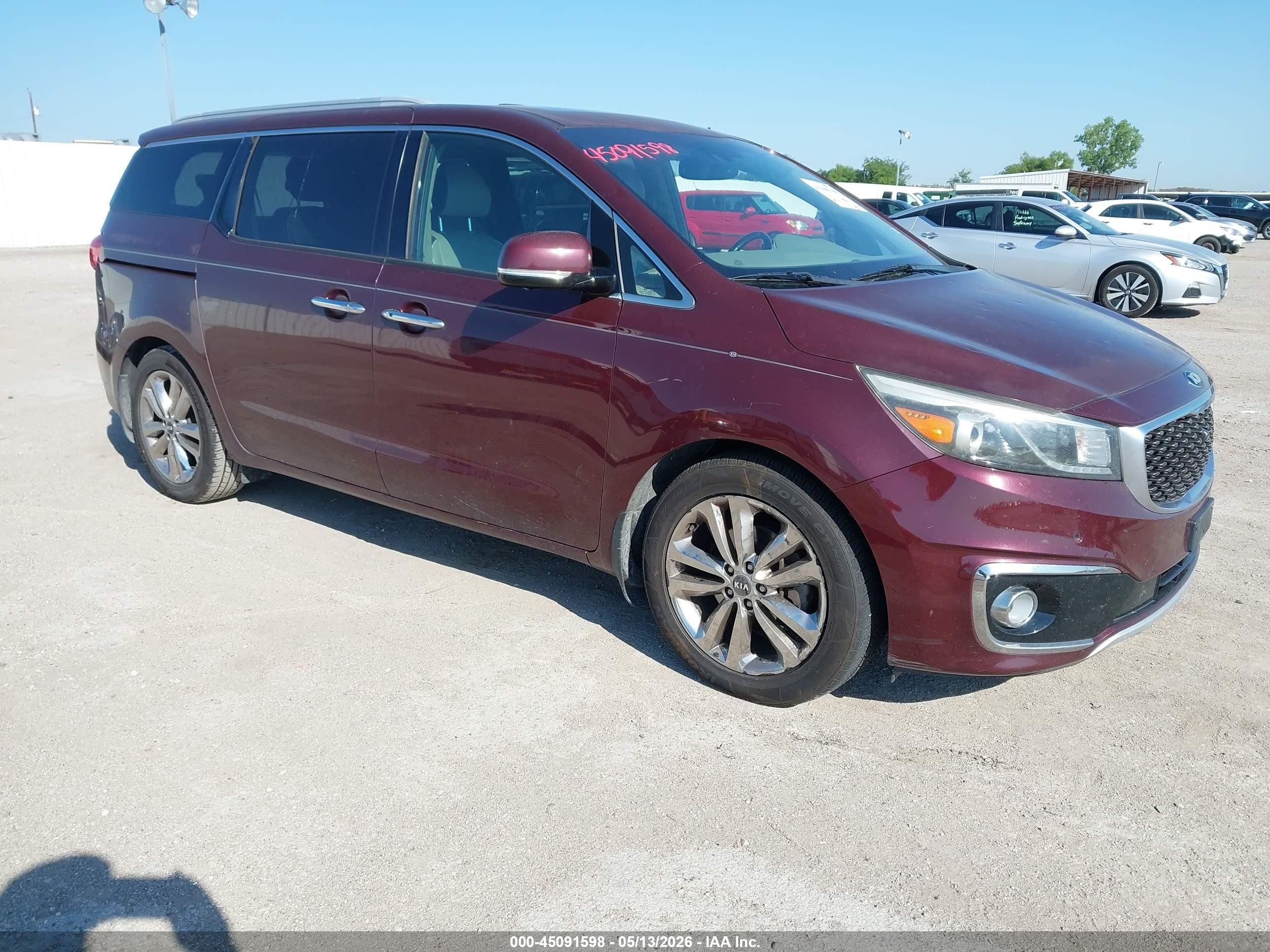 2015 Kia Sedona Sx Luxury Темно-бордовый vin: KNDME5C1XF6034909