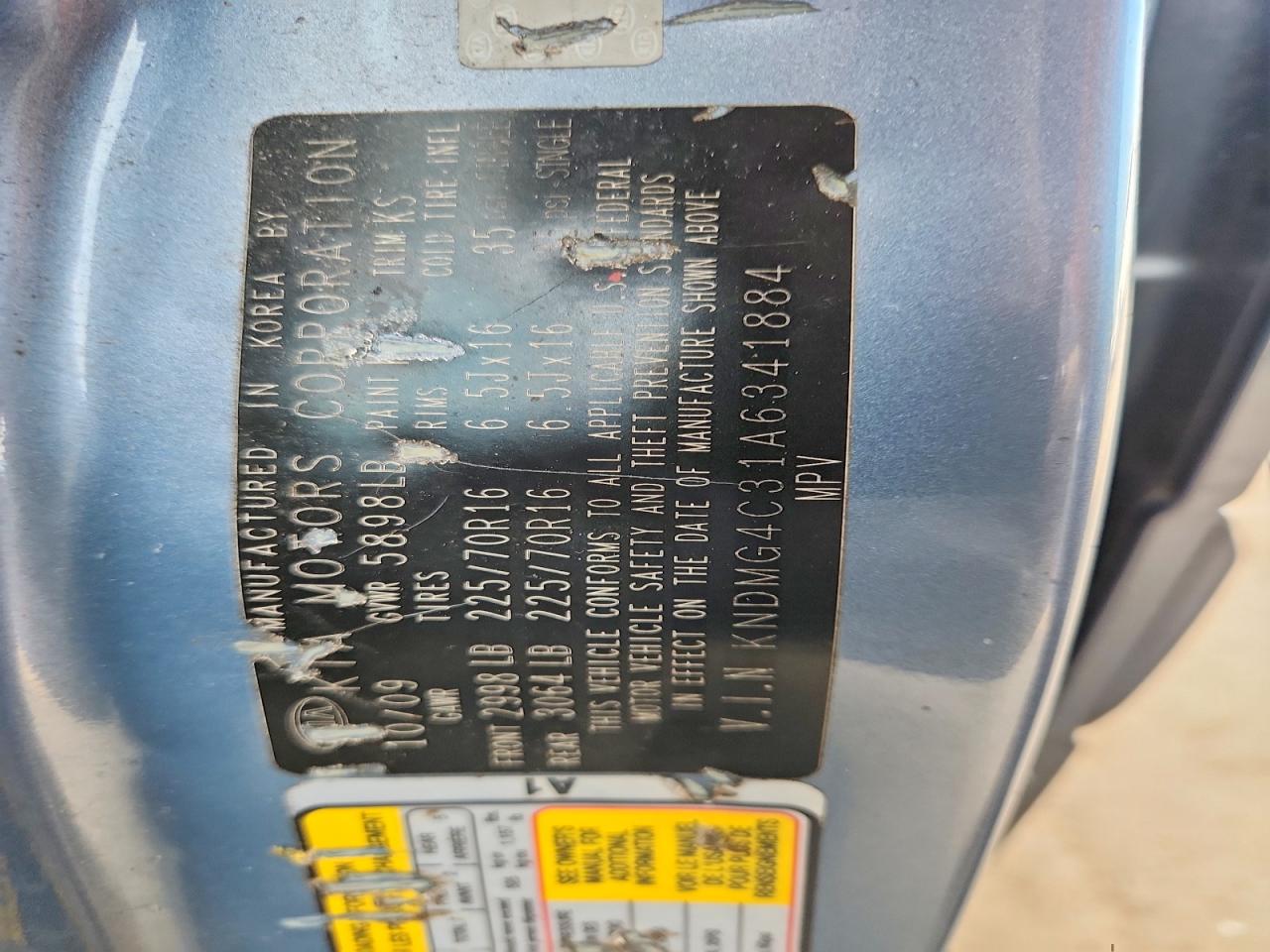 2010 Kia Sedona Lx Blue vin: KNDMG4C31A6341884