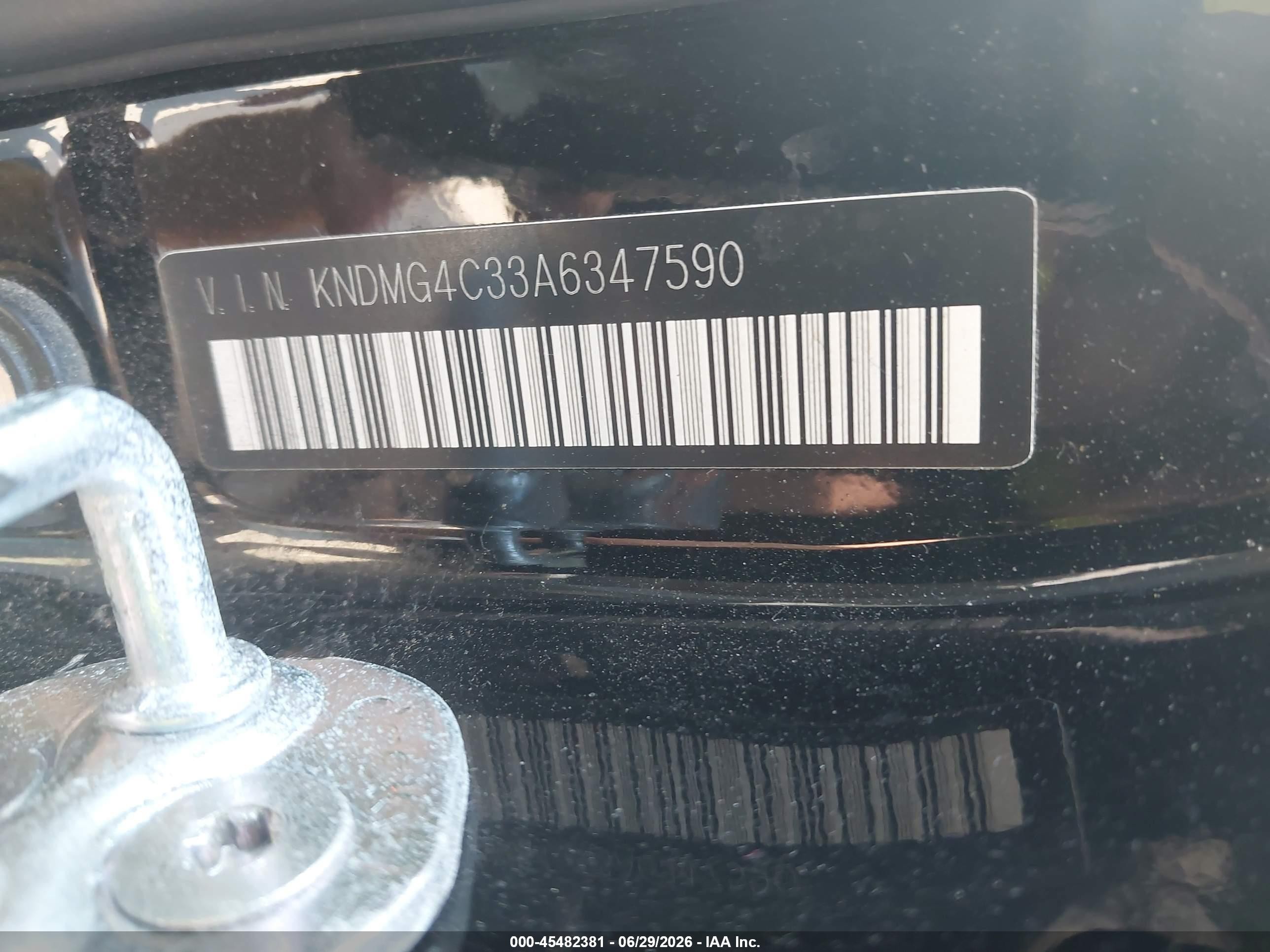2010 Kia Sedona Lx Черный vin: KNDMG4C33A6347590
