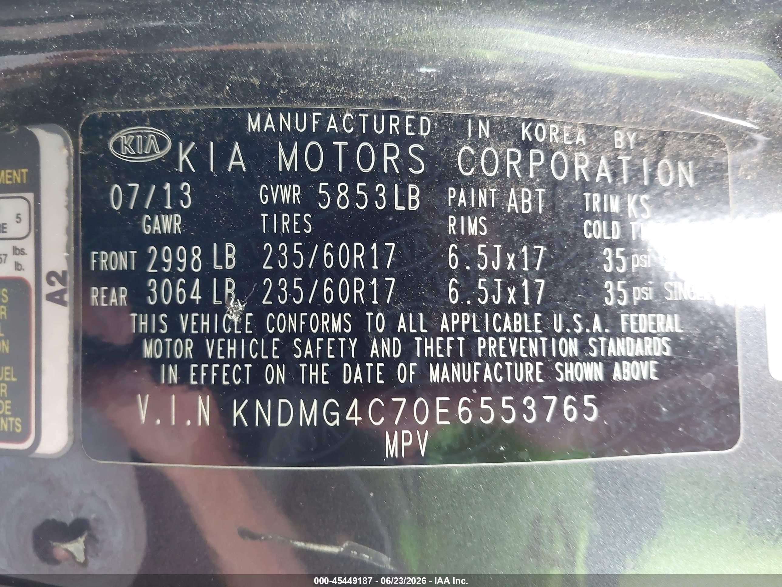 2014 Kia Sedona Lx Gray vin: KNDMG4C70E6553765