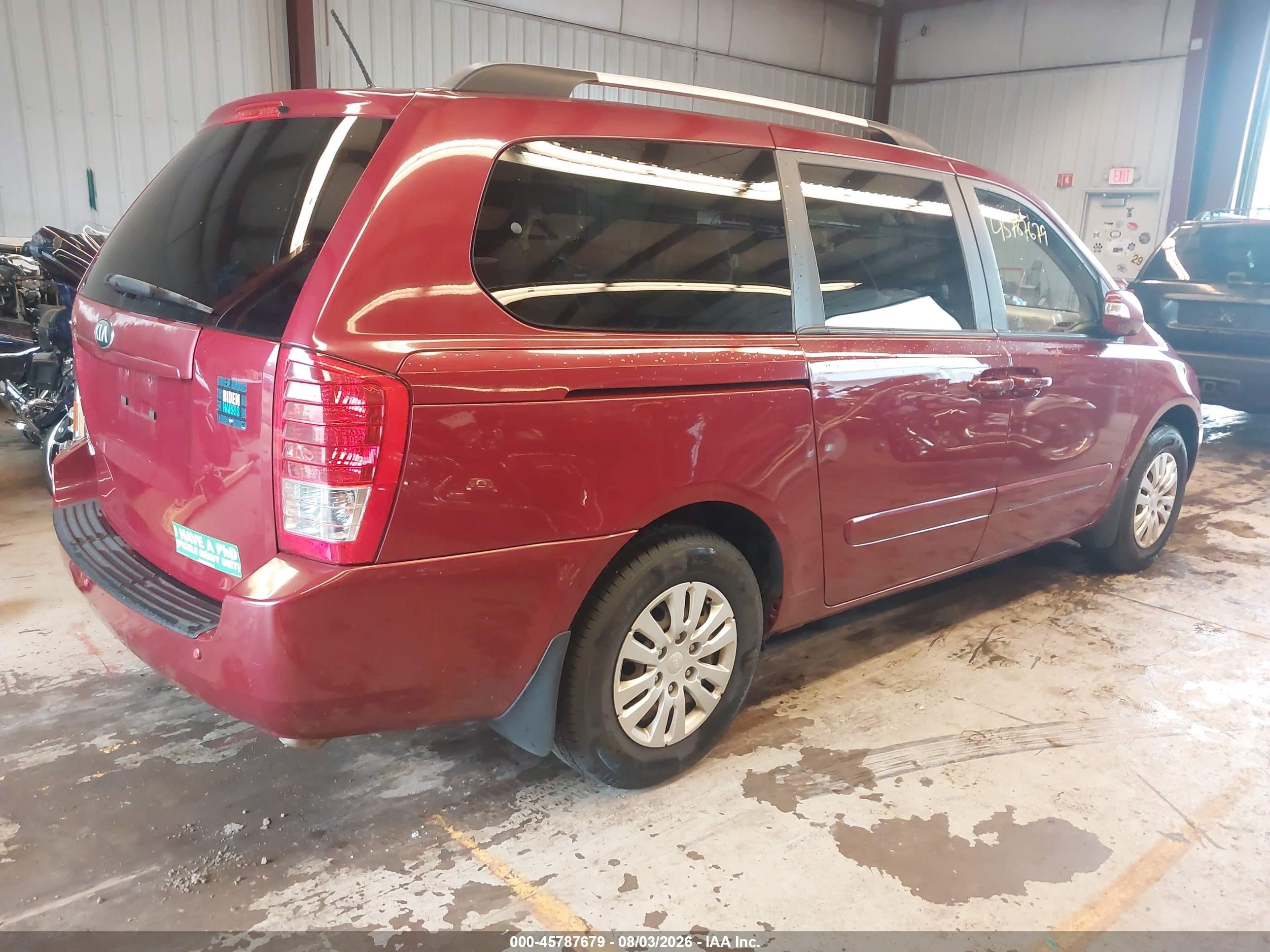 2014 Kia Sedona Lx Бордовый vin: KNDMG4C72E6544744