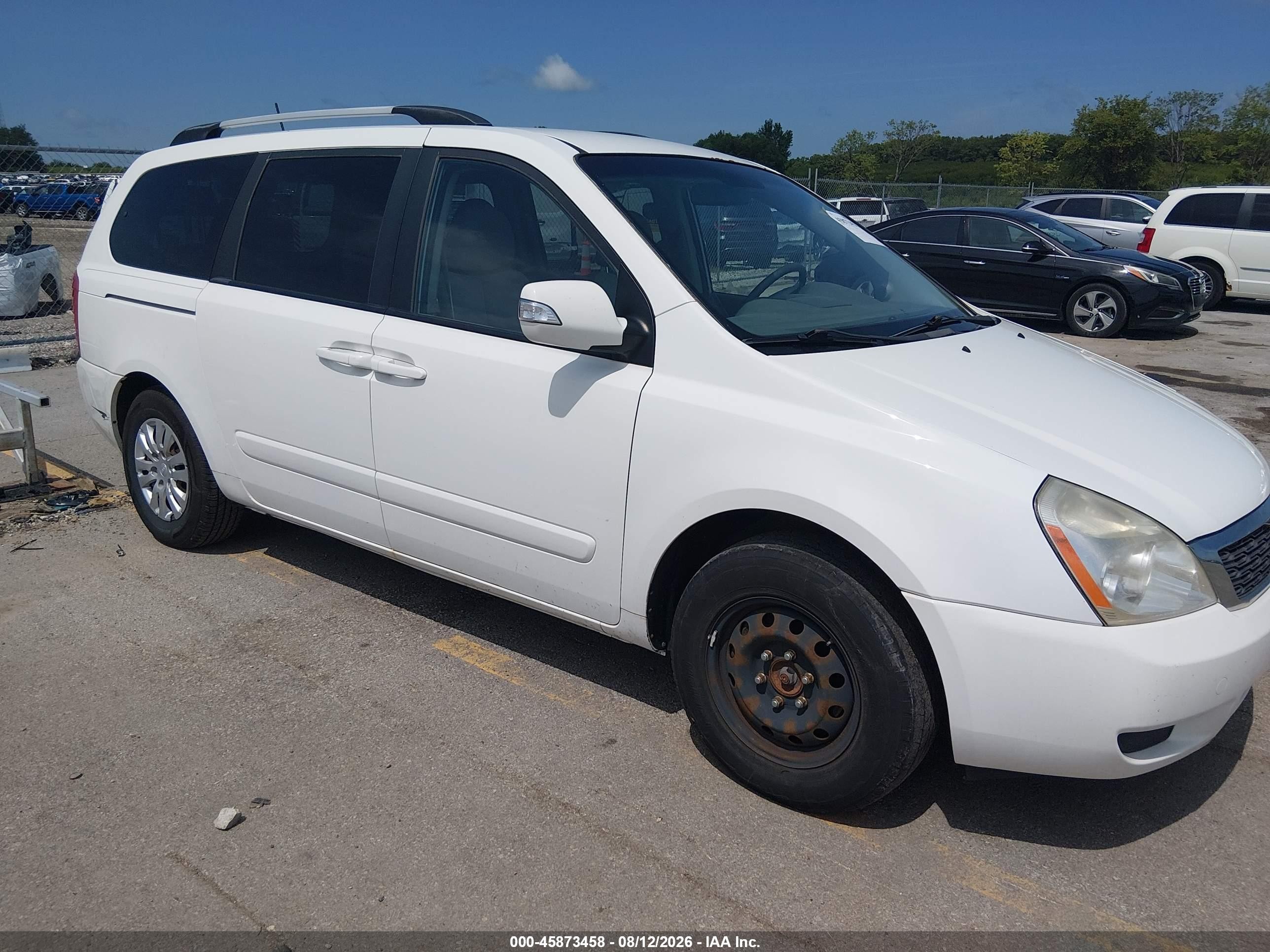2012 Kia Sedona Lx White vin: KNDMG4C73C6415599