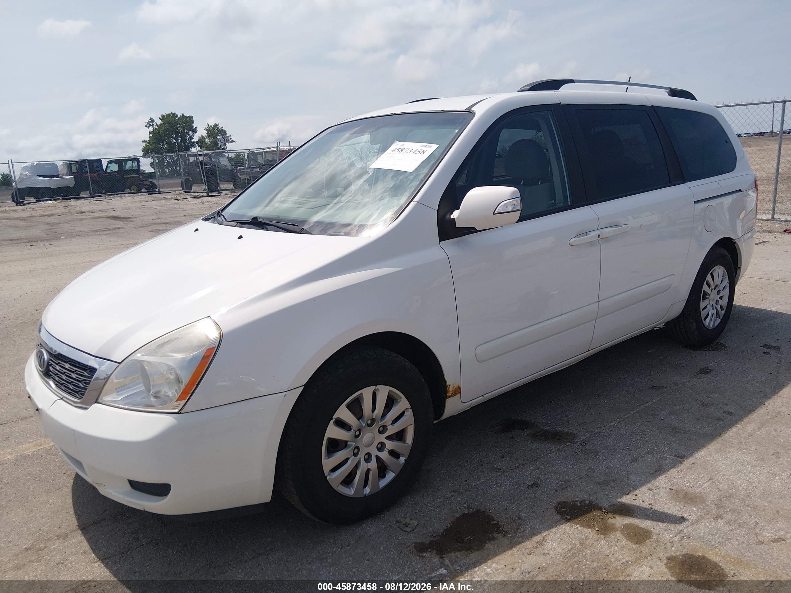 2012 Kia Sedona Lx White vin: KNDMG4C73C6415599