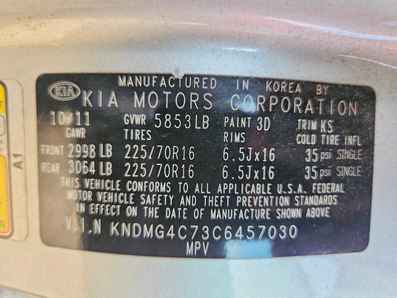 2012 Kia Sedona Lx Silver vin: KNDMG4C73C6457030