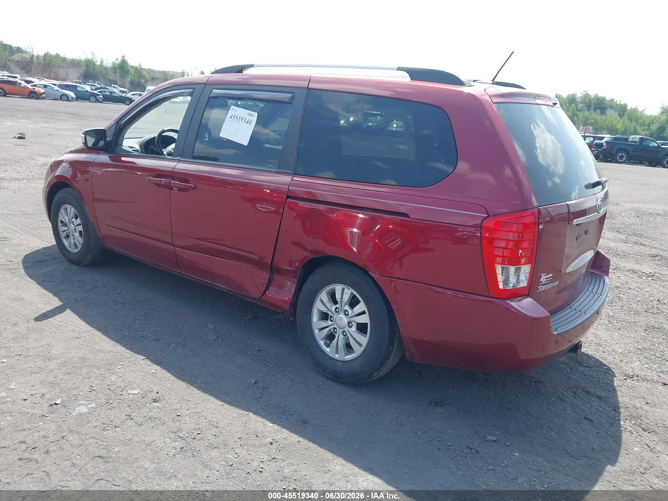 2012 Kia Sedona Lx Red vin: KNDMG4C74C6447803