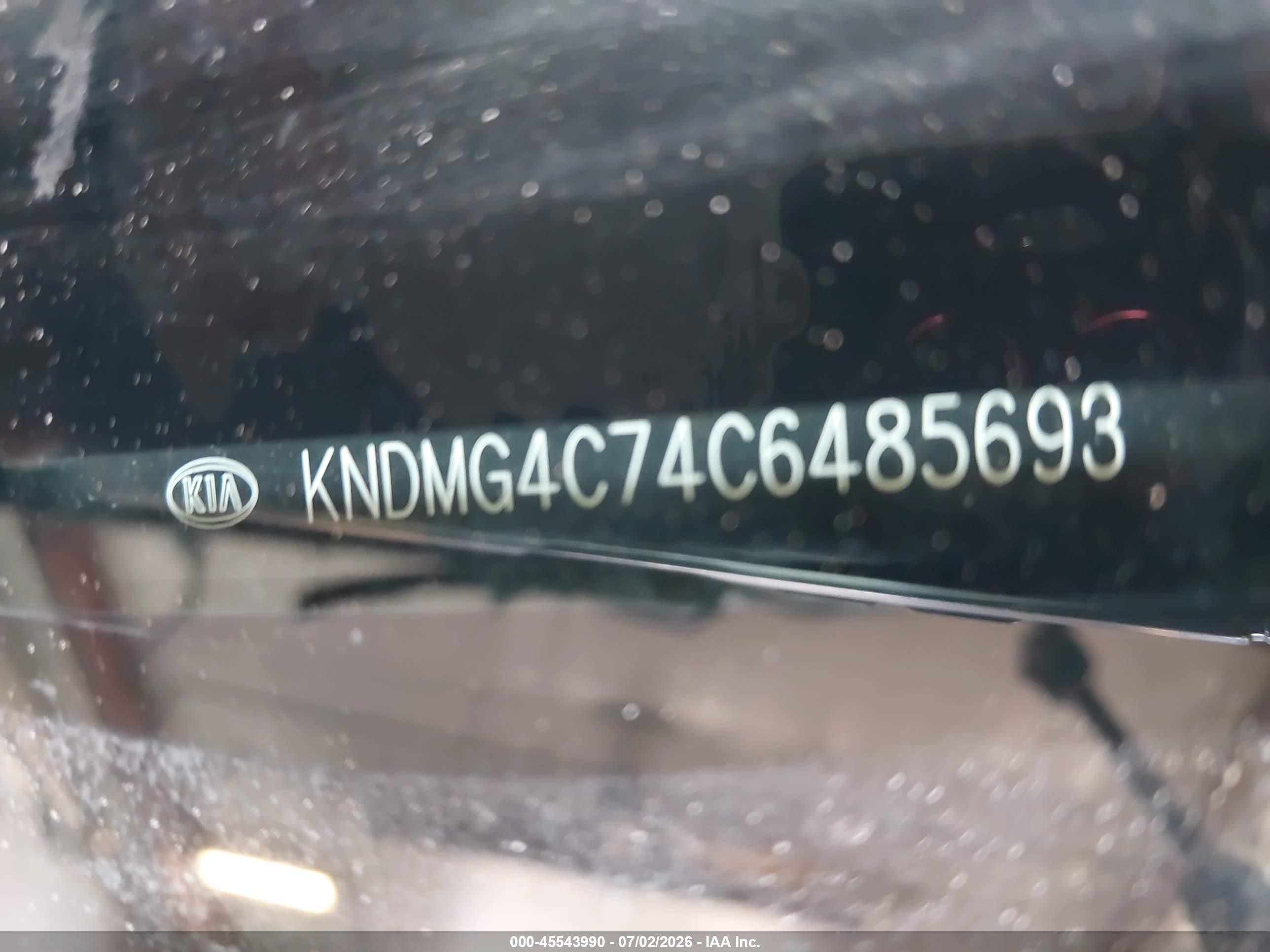 2012 Kia Sedona Lx Black vin: KNDMG4C74C6485693