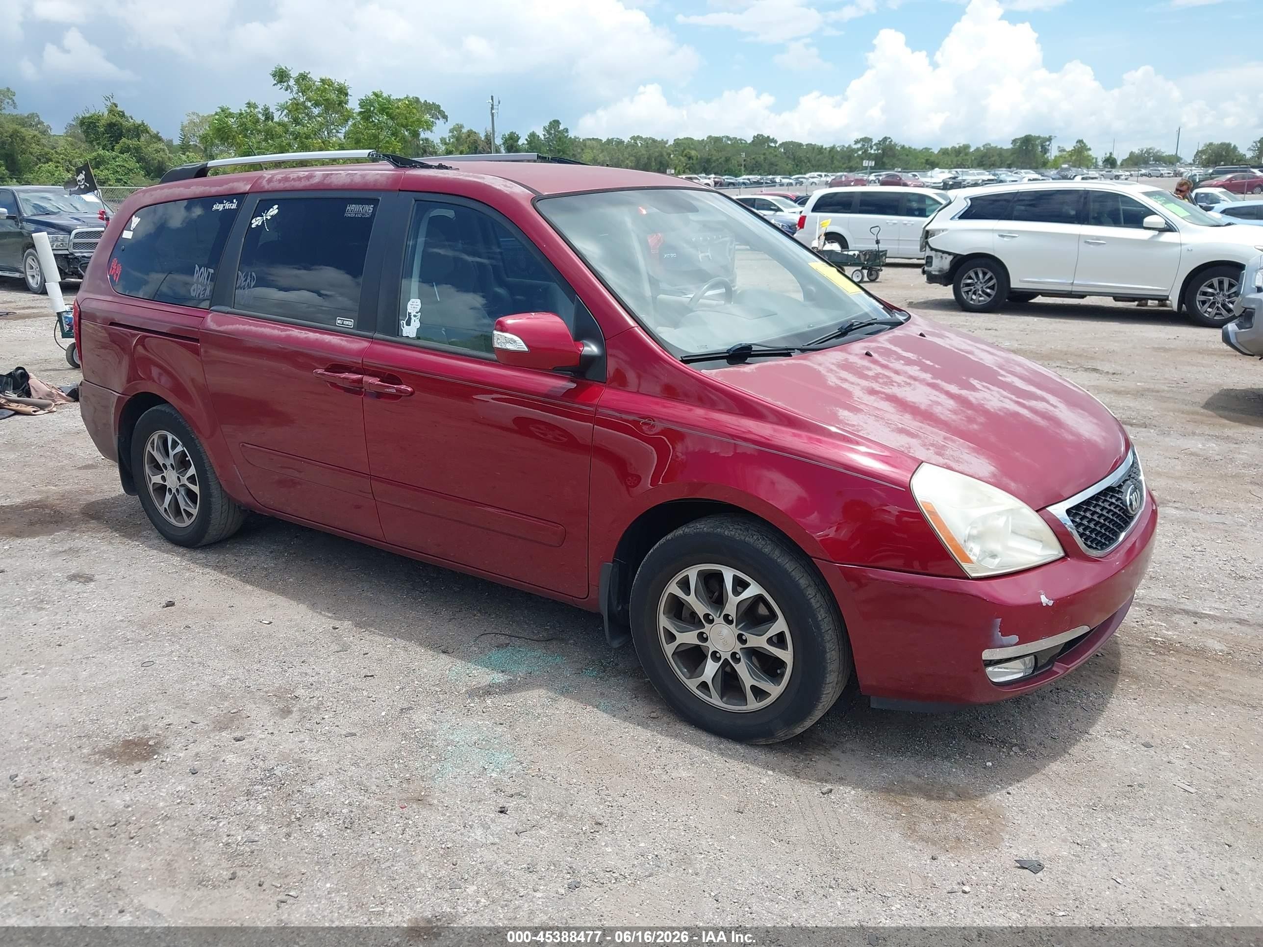 2014 Kia Sedona Lx Red vin: KNDMG4C76E6587497