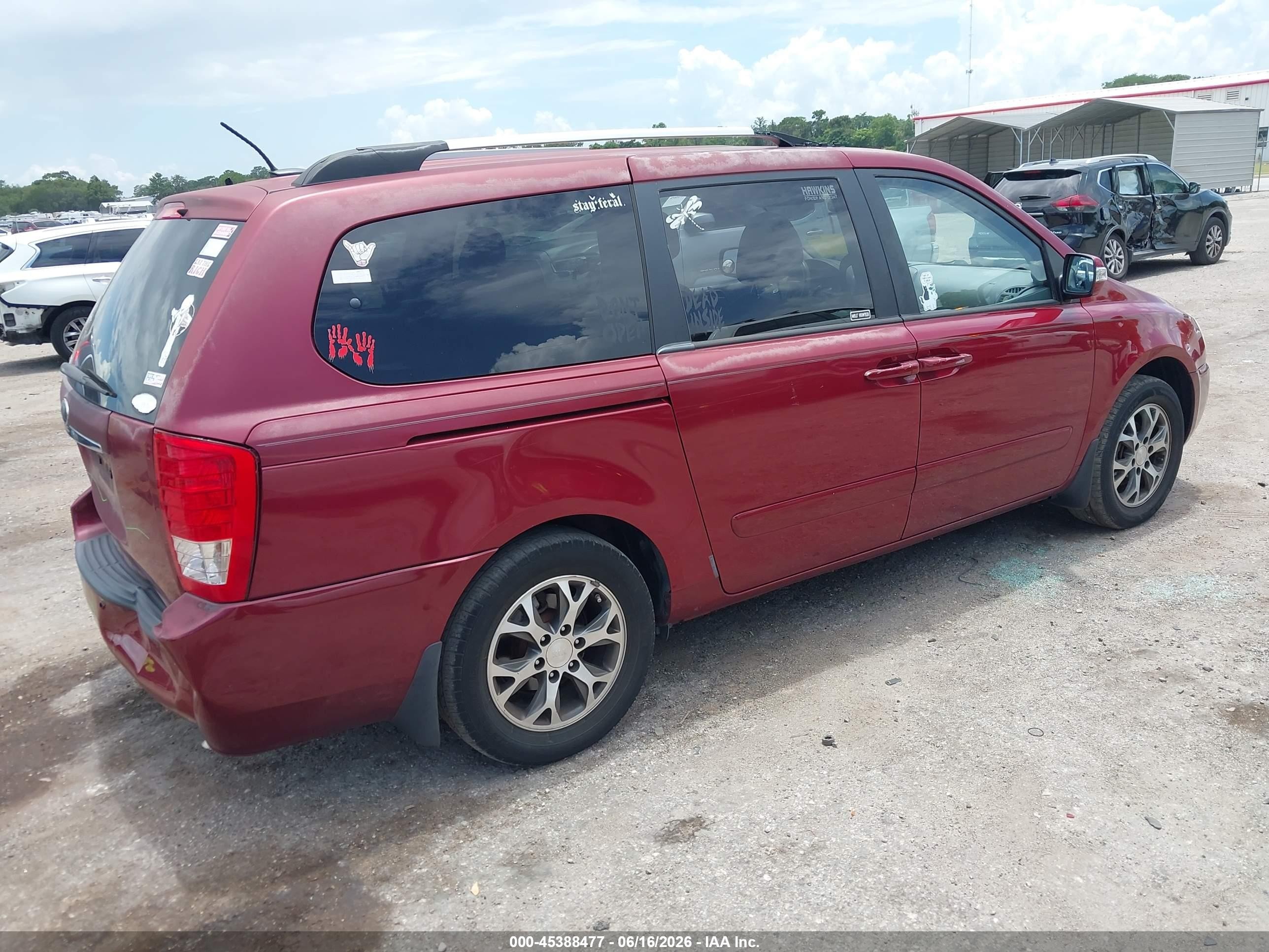 2014 Kia Sedona Lx Red vin: KNDMG4C76E6587497