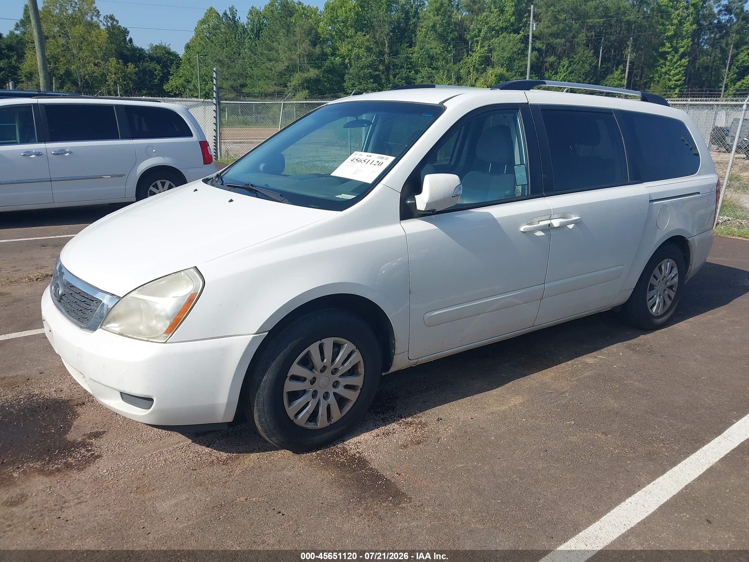 2012 Kia Sedona Lx White vin: KNDMG4C78C6441082