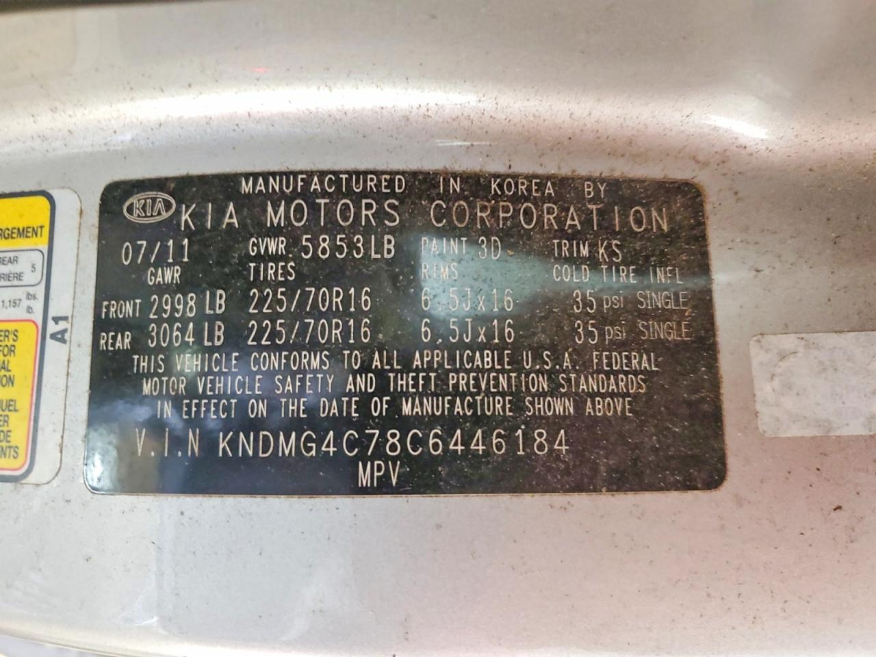 2012 Kia Sedona Lx Gray vin: KNDMG4C78C6446184