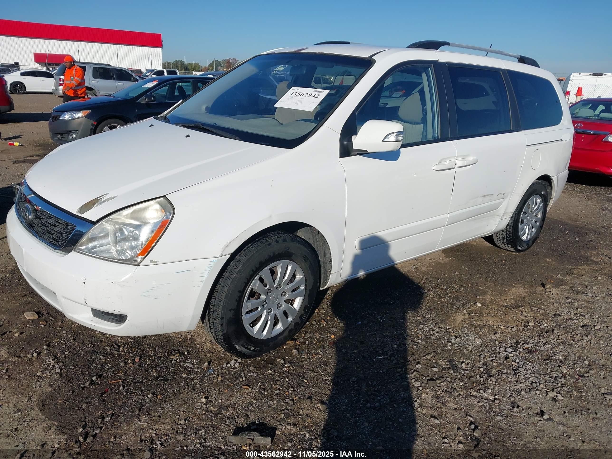 2012 Kia Sedona Lx White vin: KNDMG4C79C6417261