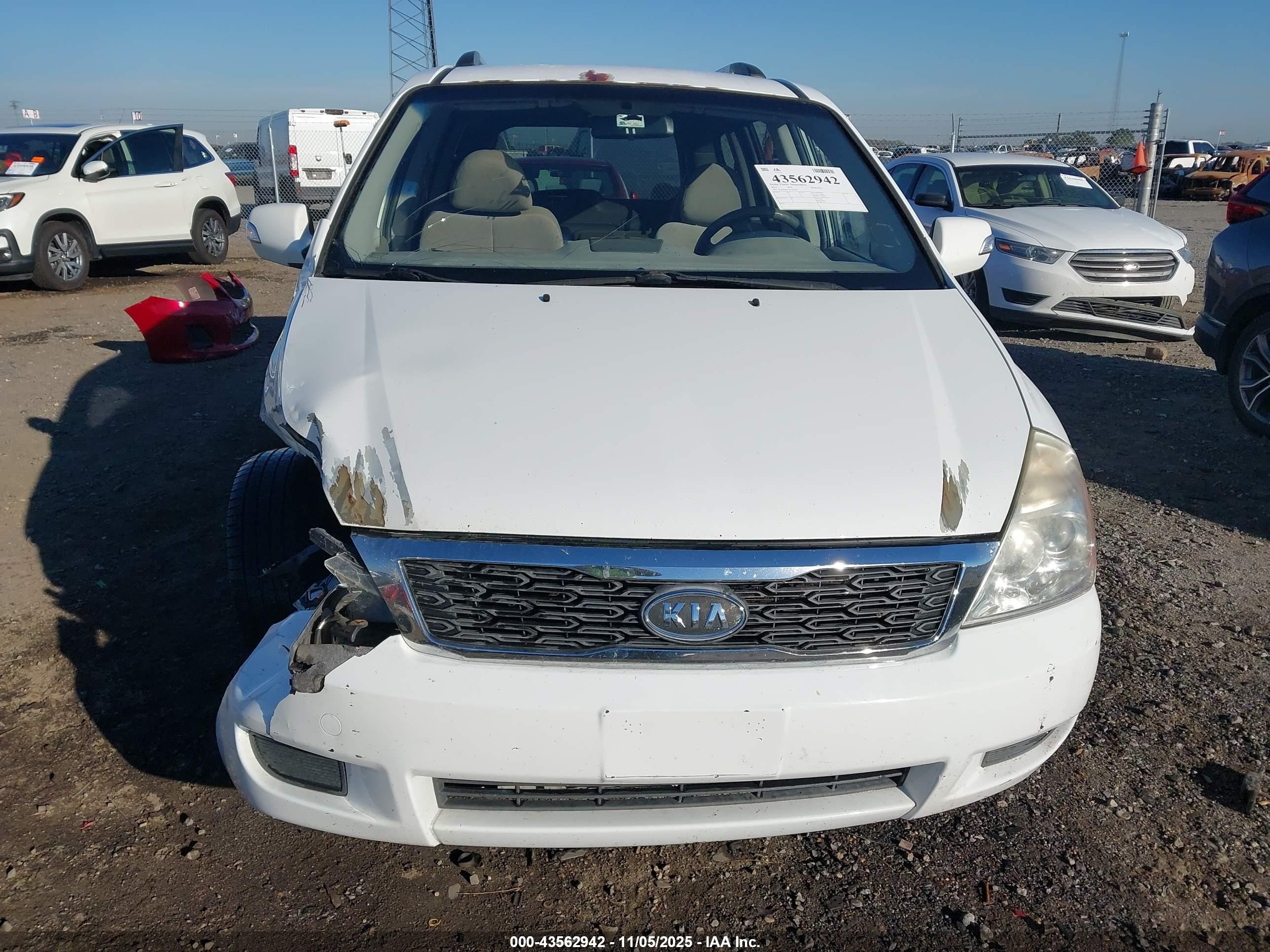 2012 Kia Sedona Lx White vin: KNDMG4C79C6417261