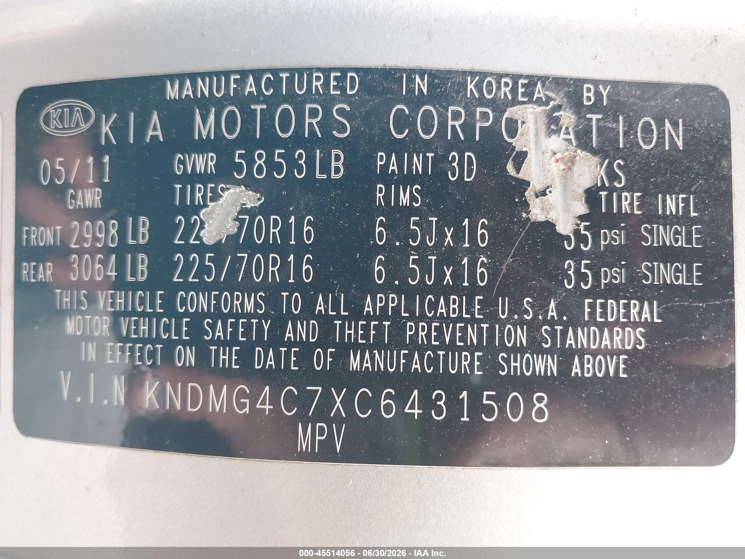 2012 Kia Sedona Lx Gray vin: KNDMG4C7XC6431508