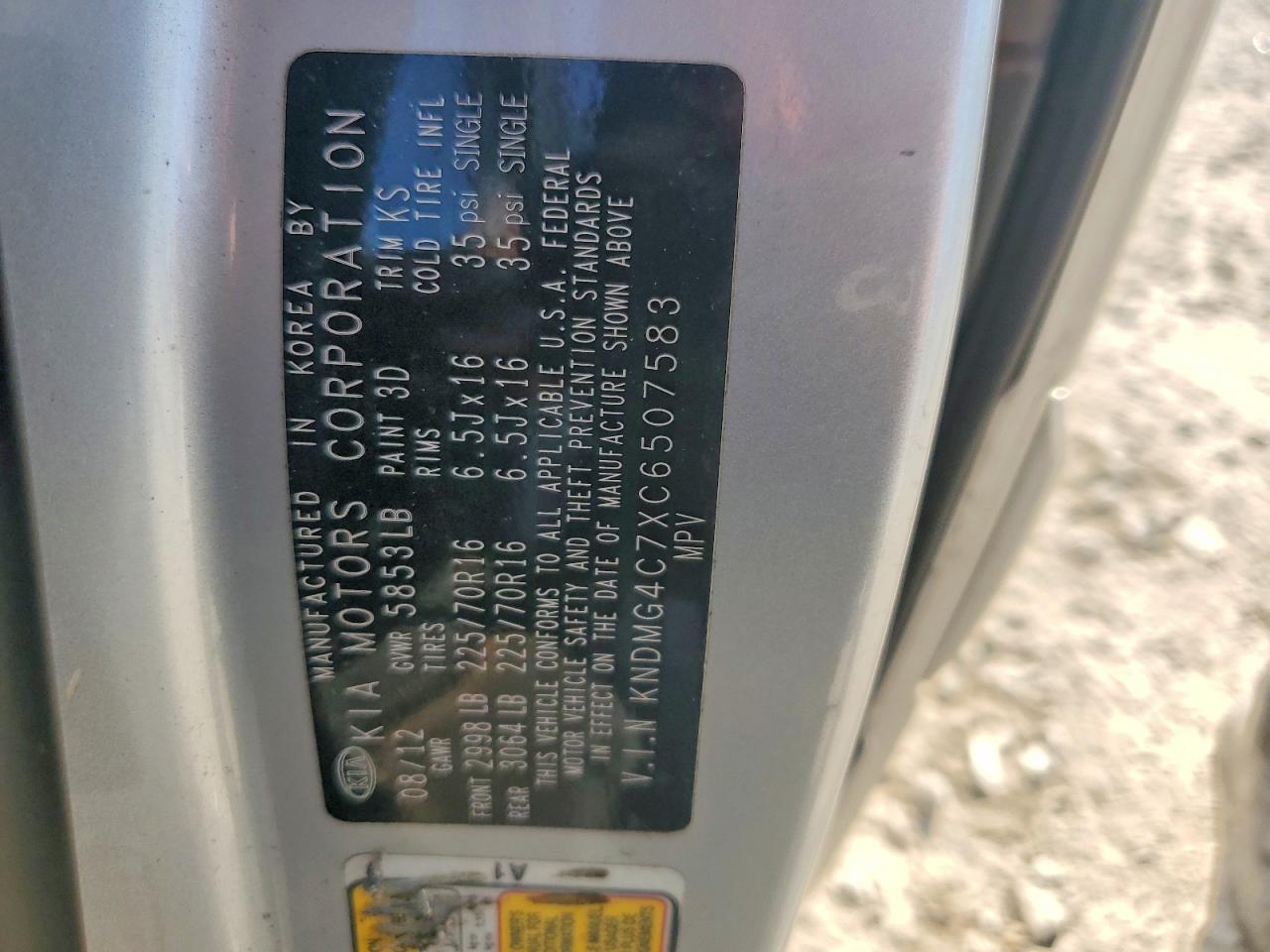 2012 Kia Sedona Lx Silver vin: KNDMG4C7XC6507583