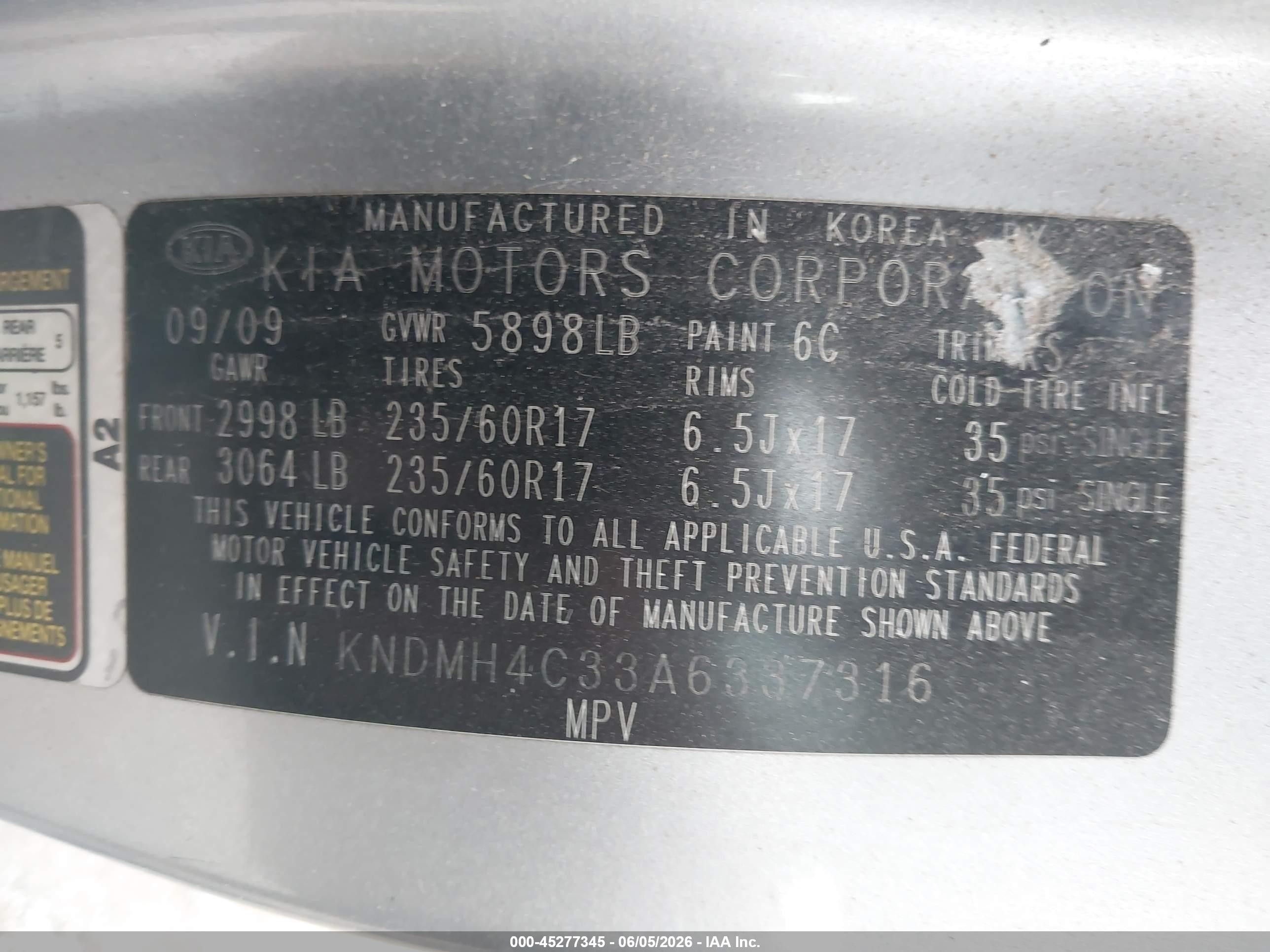 2010 Kia Sedona Ex Серебряный vin: KNDMH4C33A6337316