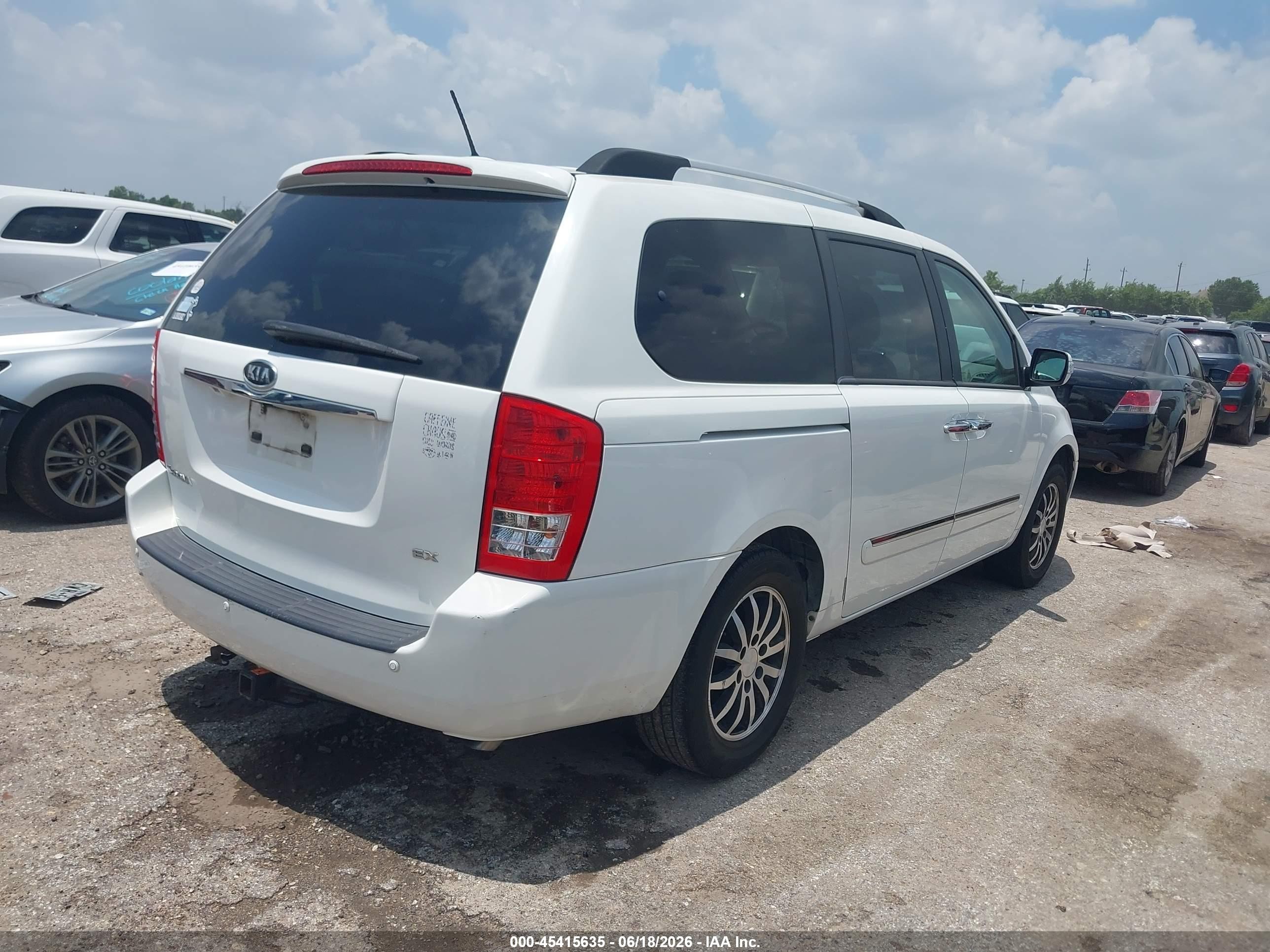 2012 Kia Sedona Ex White vin: KNDMH4C71C6485857