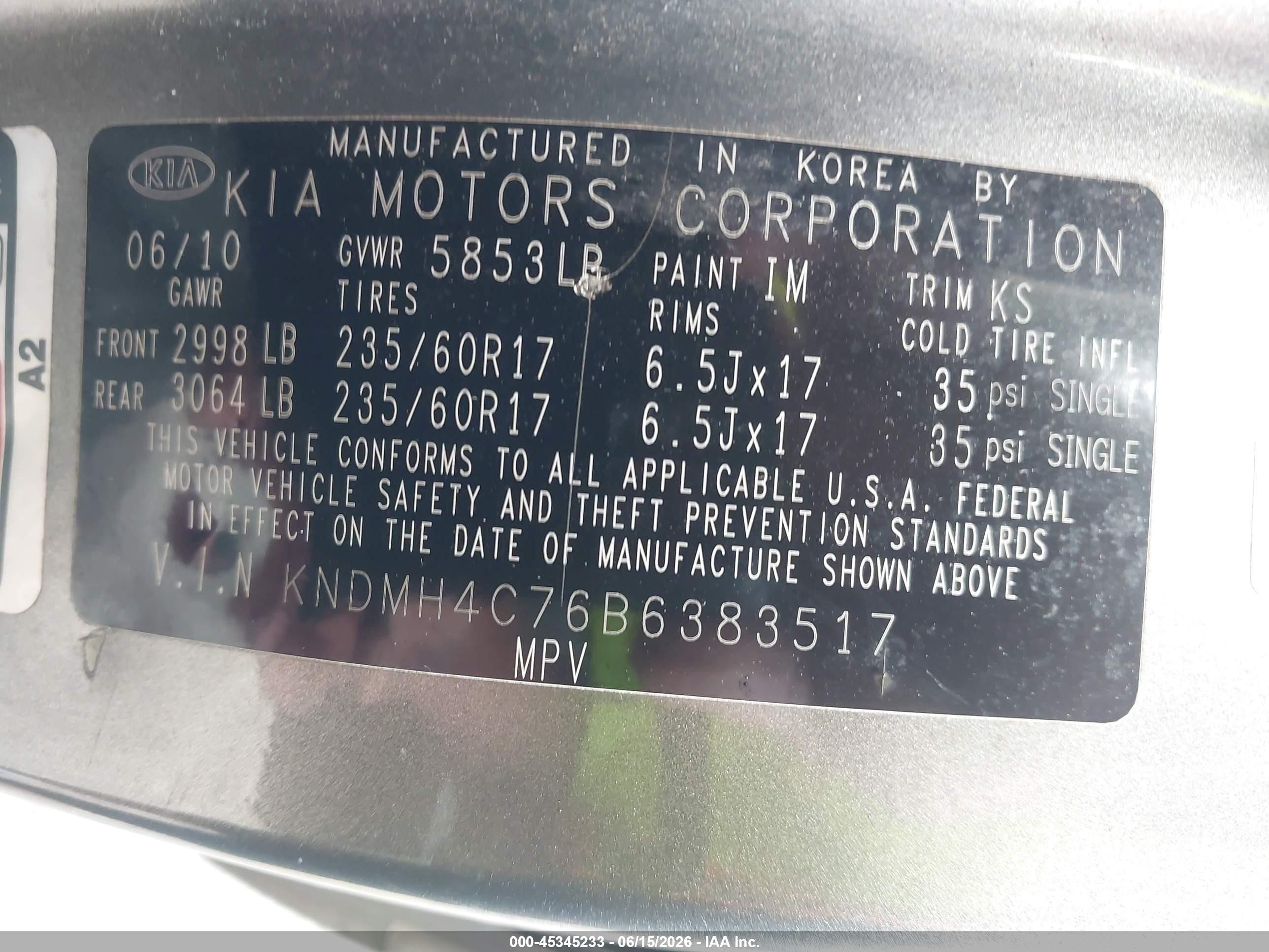 2011 Kia Sedona Ex Silver vin: KNDMH4C76B6383517