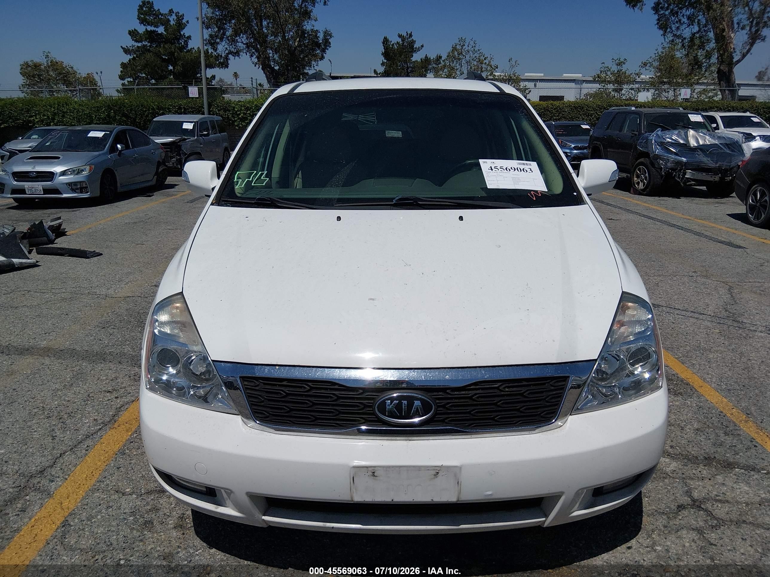 2012 Kia Sedona Ex White vin: KNDMH4C76C6488432
