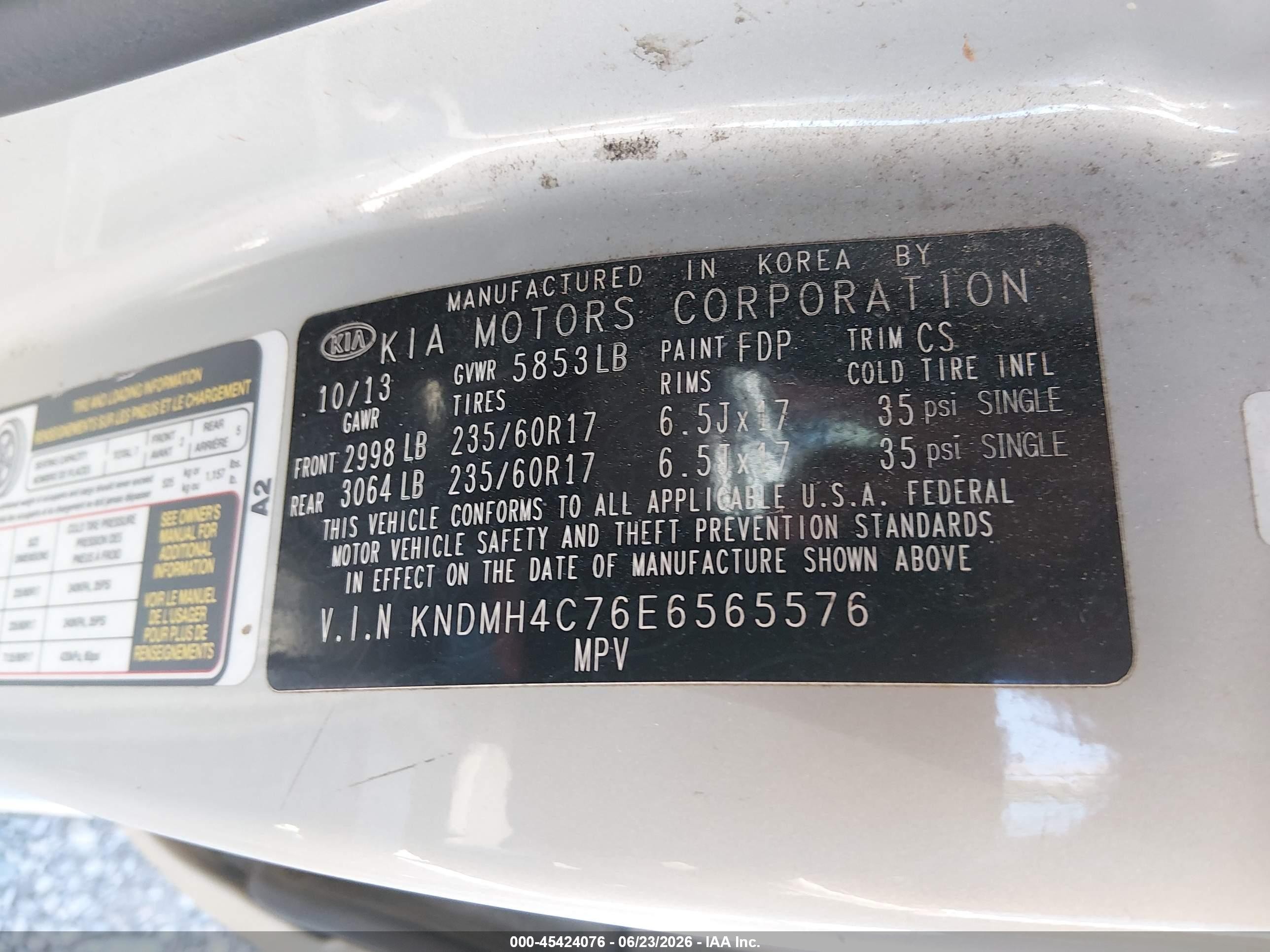 2014 Kia Sedona Ex Silver vin: KNDMH4C76E6565576