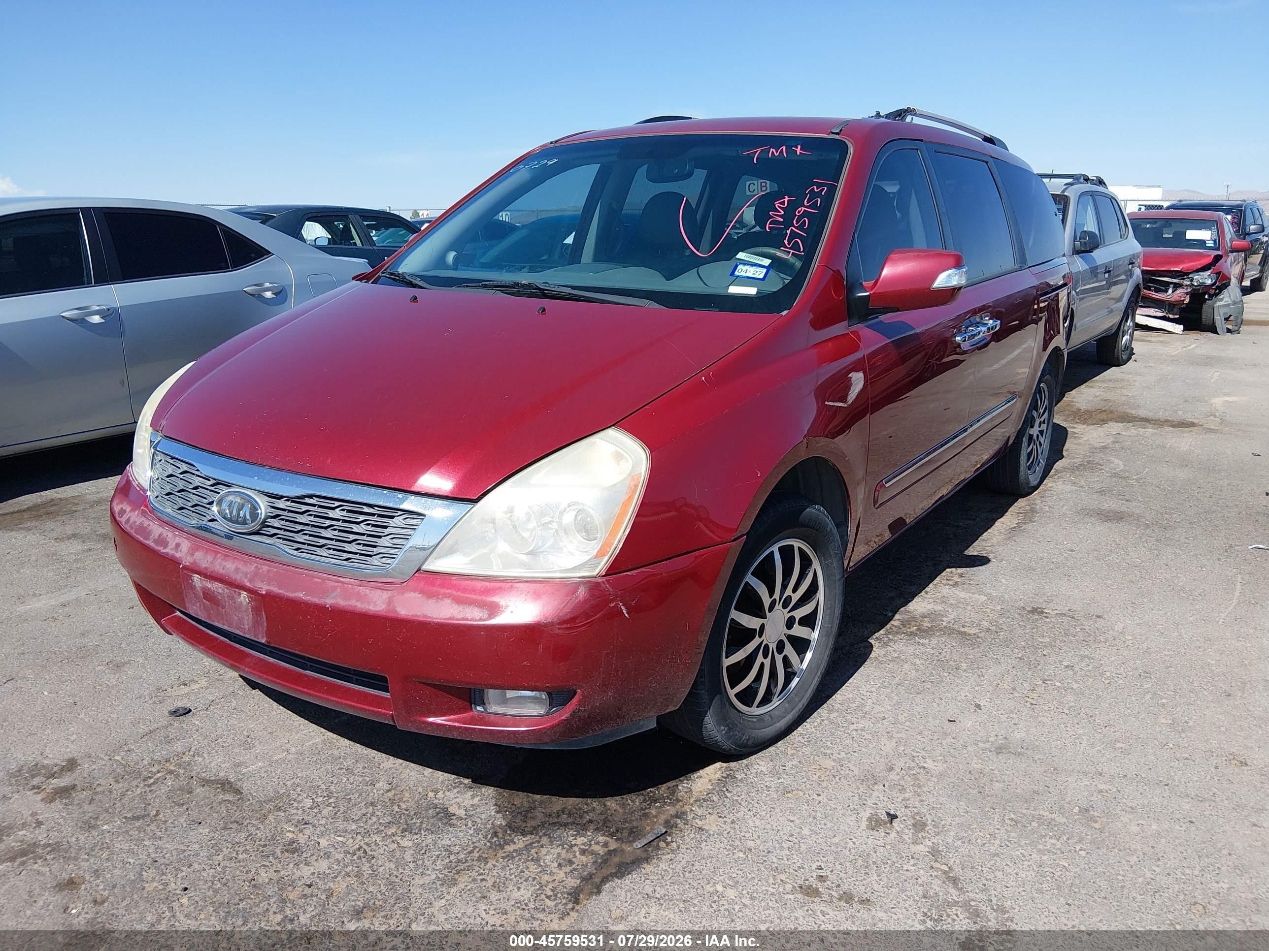2012 Kia Sedona Ex Red vin: KNDMH4C79C6432713