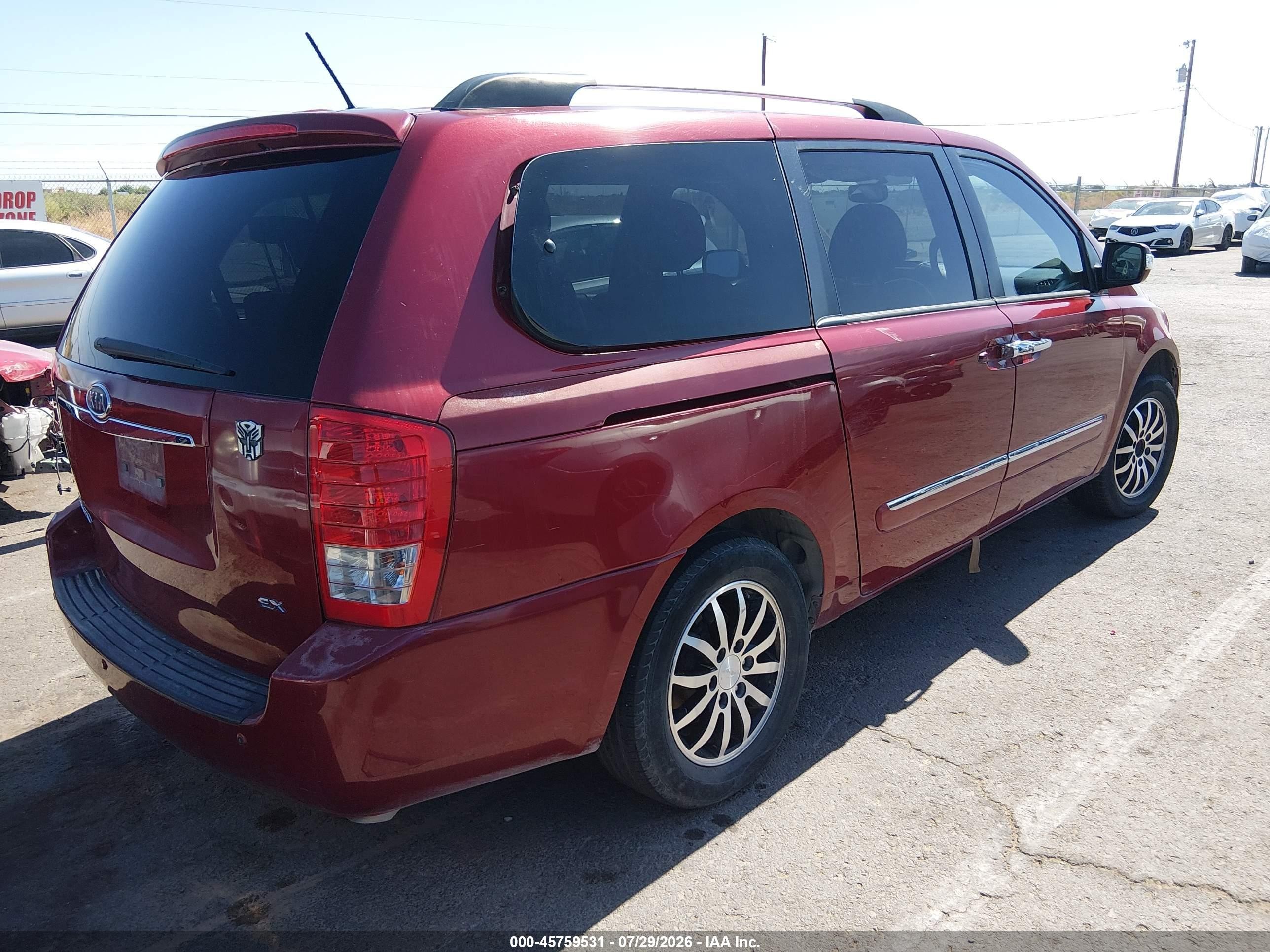2012 Kia Sedona Ex Red vin: KNDMH4C79C6432713
