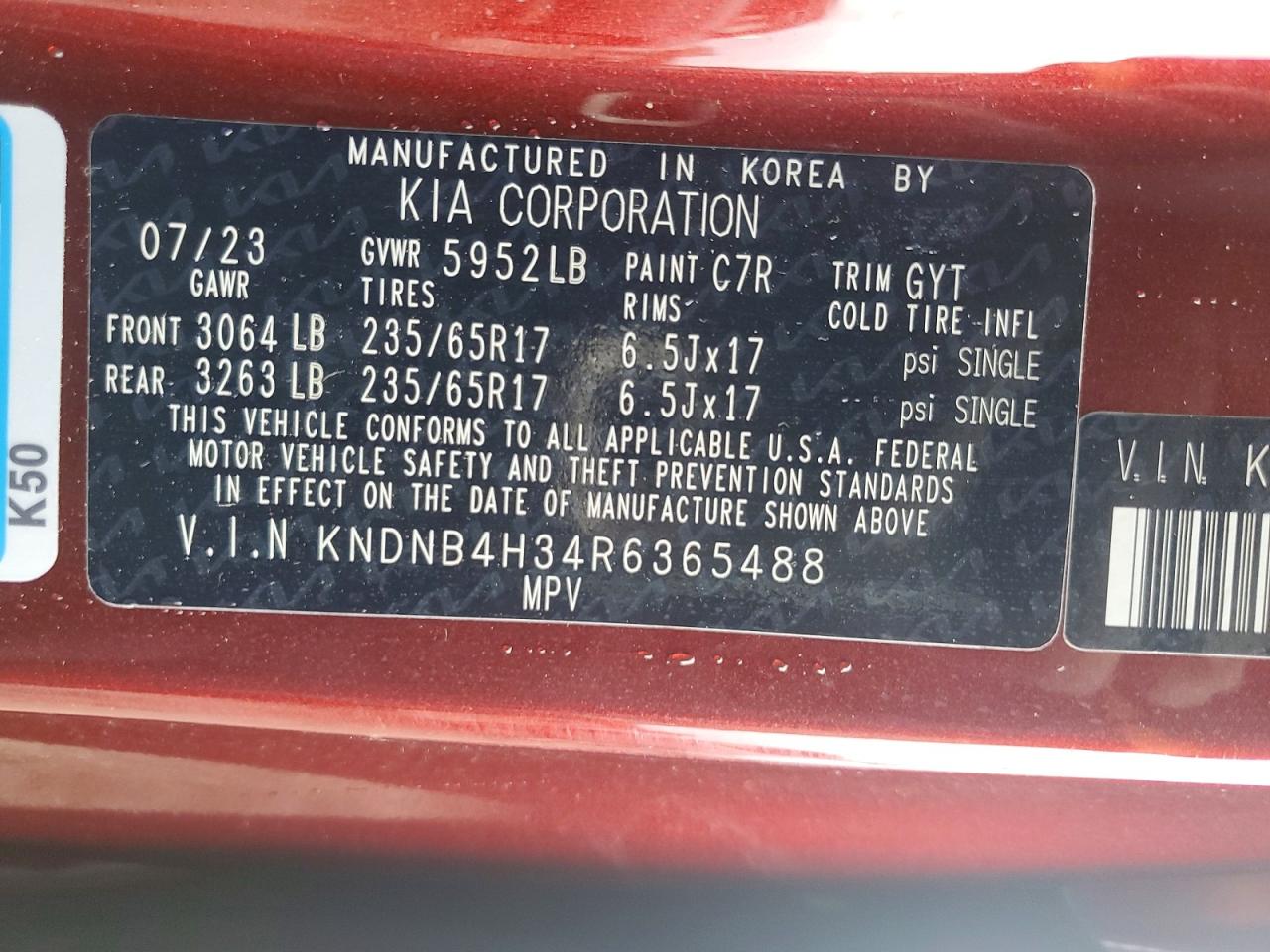 2024 Kia Carnival Lx Red vin: KNDNB4H34R6365488