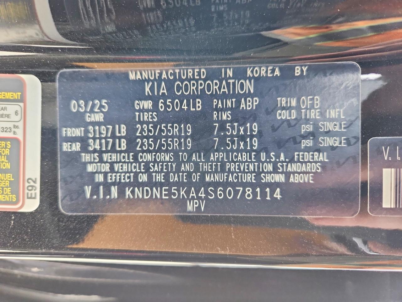 2025 Kia Carnival Hybrid Sx Prestige Black vin: KNDNE5KA4S6078114