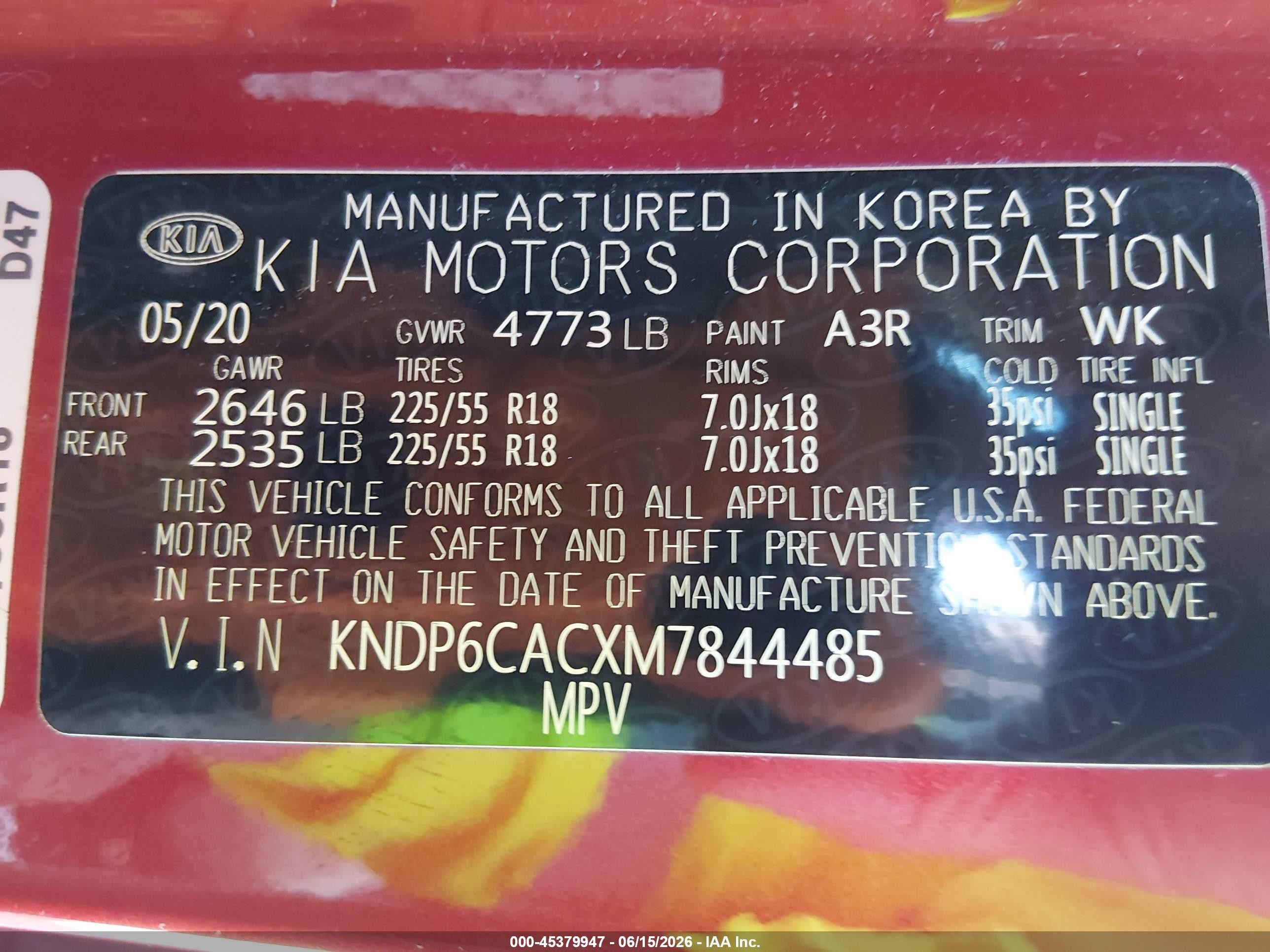 2021 Kia Sportage S Red vin: KNDP6CACXM7844485