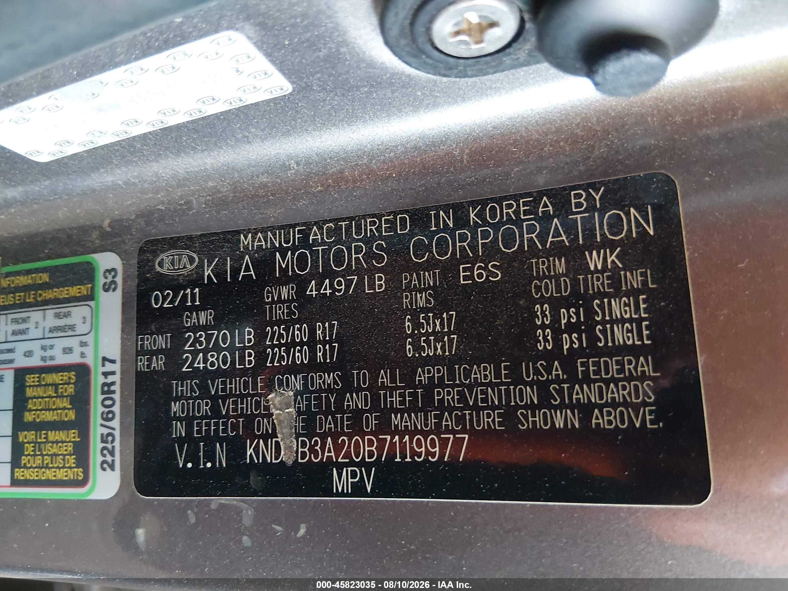 2011 Kia Sportage Lx Gray vin: KNDPB3A20B7119977