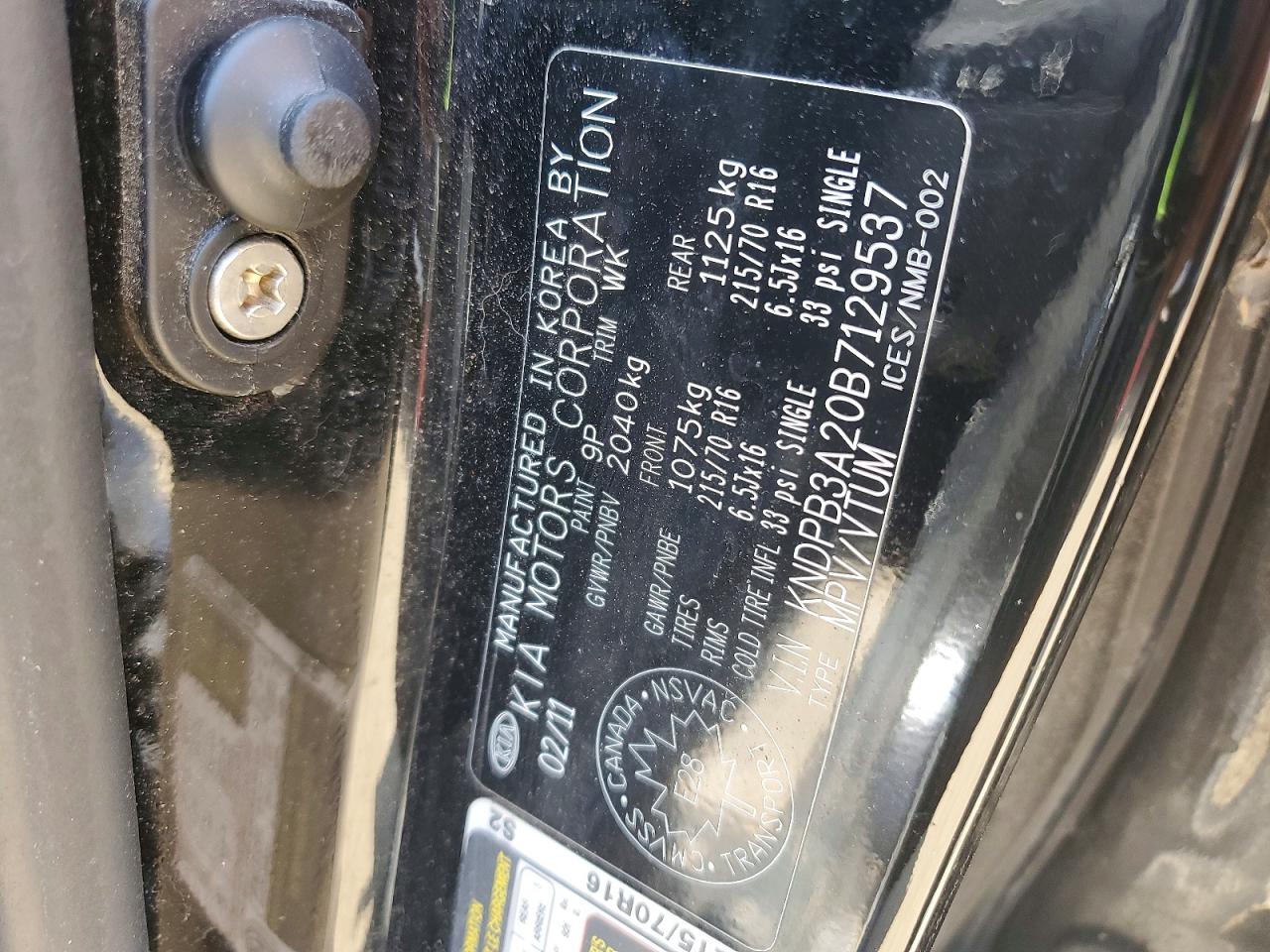 2011 Kia Sportage Lx Black vin: KNDPB3A20B7129537