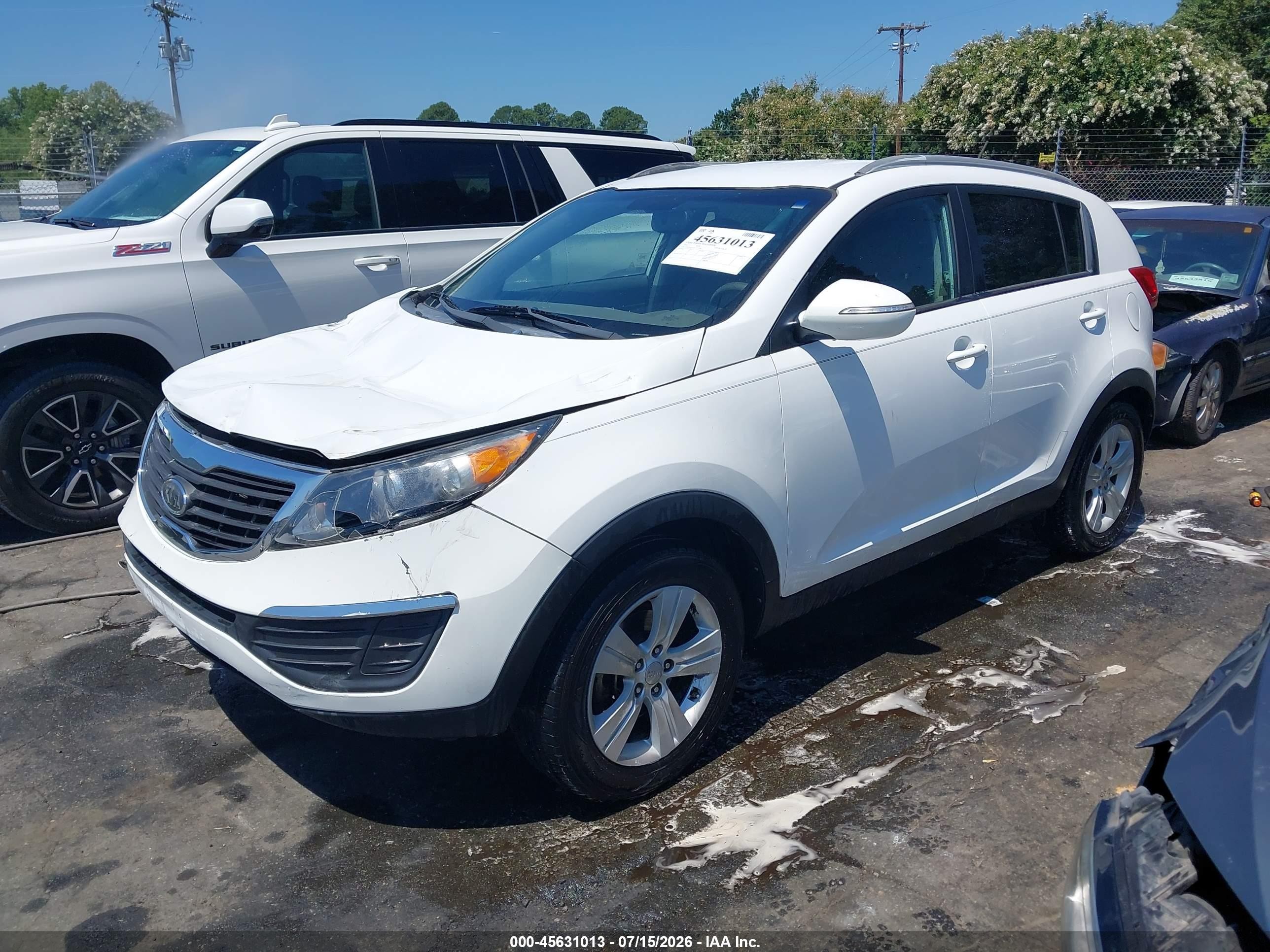 2012 Kia Sportage Lx White vin: KNDPB3A21C7339548