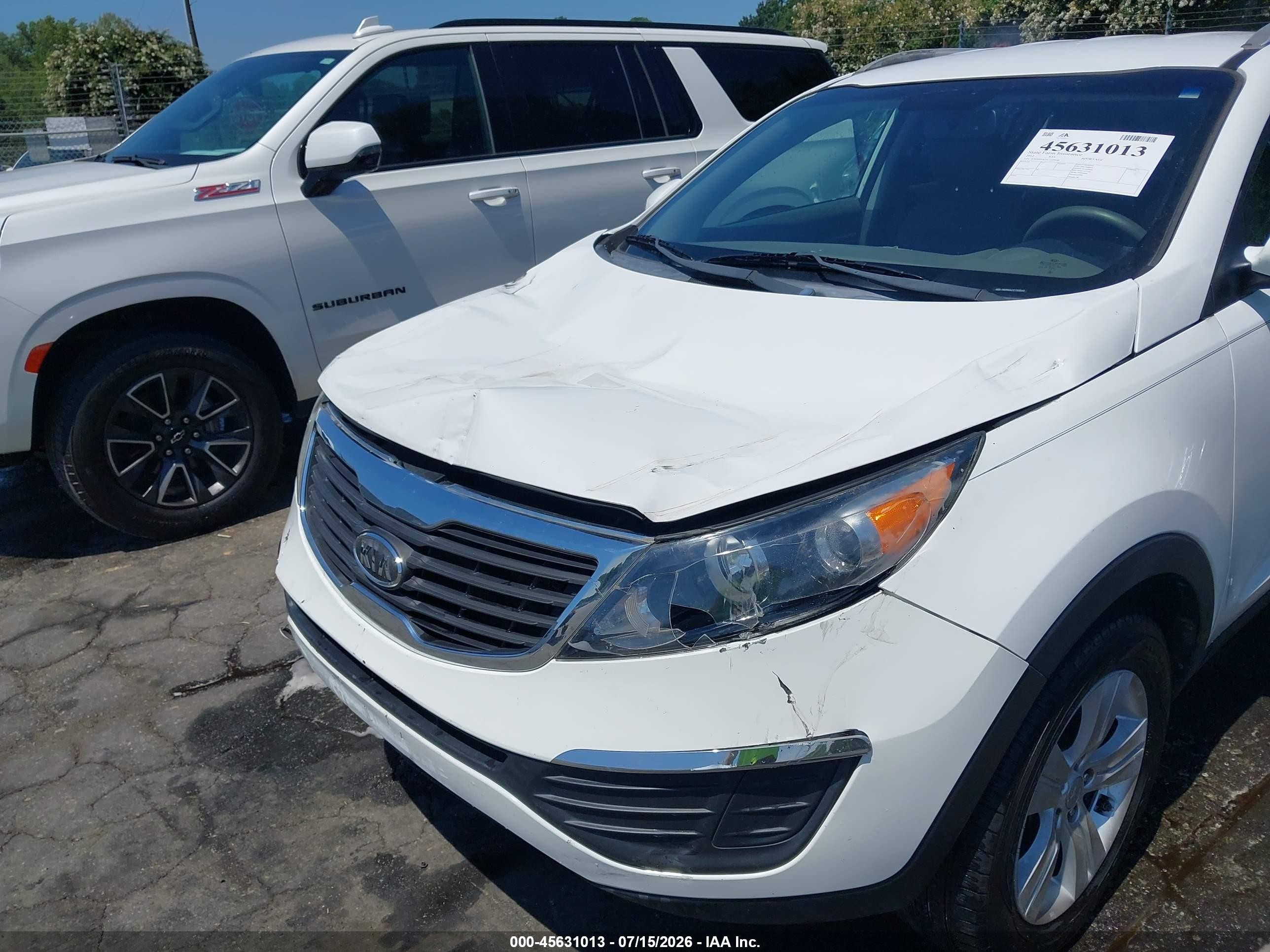 2012 Kia Sportage Lx White vin: KNDPB3A21C7339548