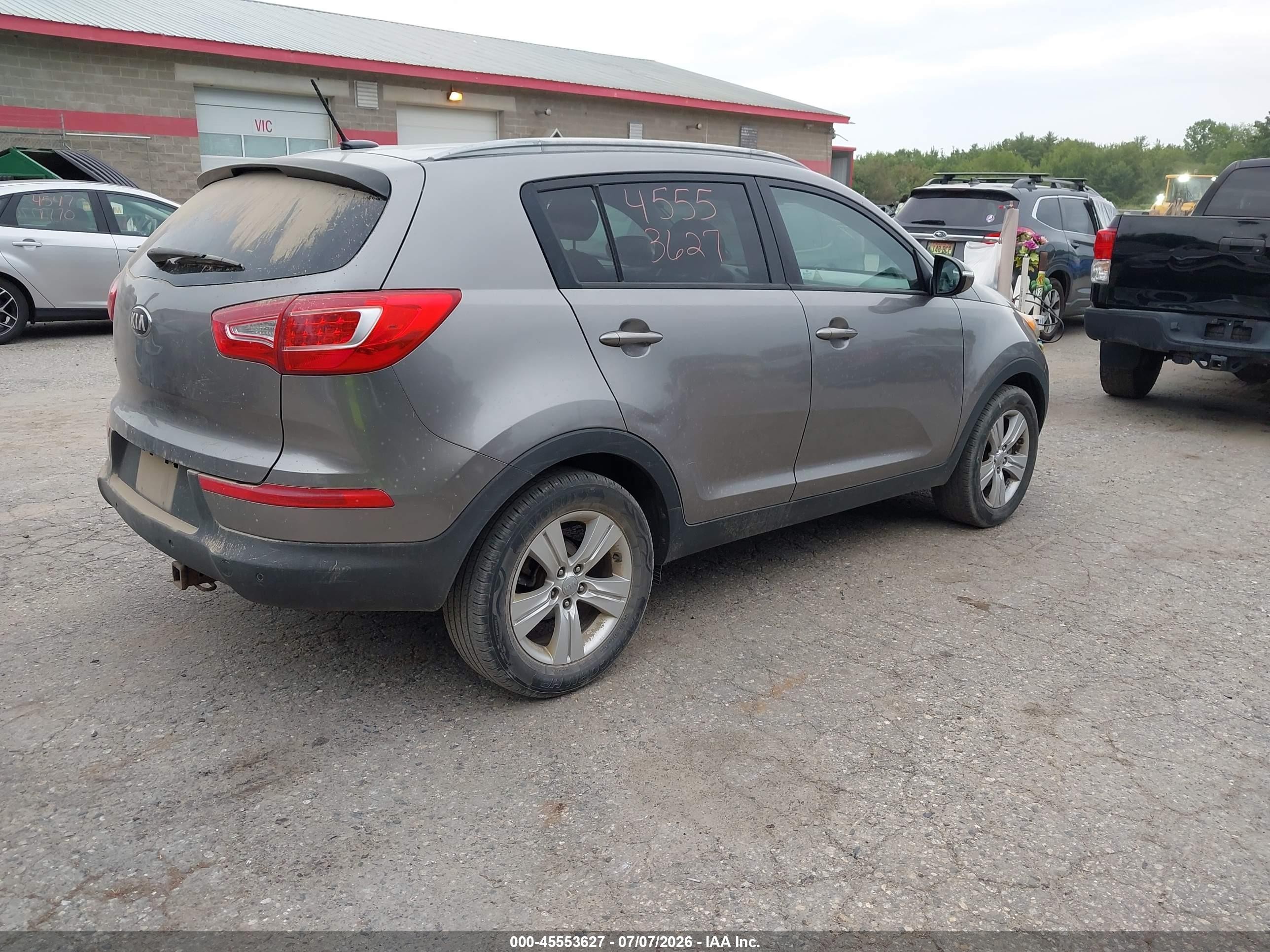 2013 Kia Sportage Lx Gray vin: KNDPB3A21D7358635