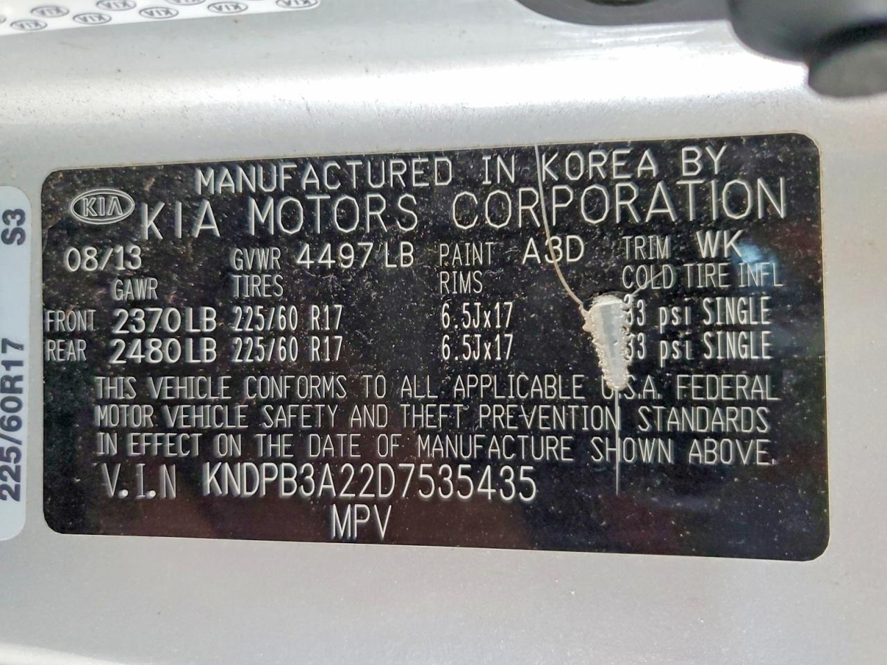 2013 Kia Sportage Lx Серебряный vin: KNDPB3A22D7535435