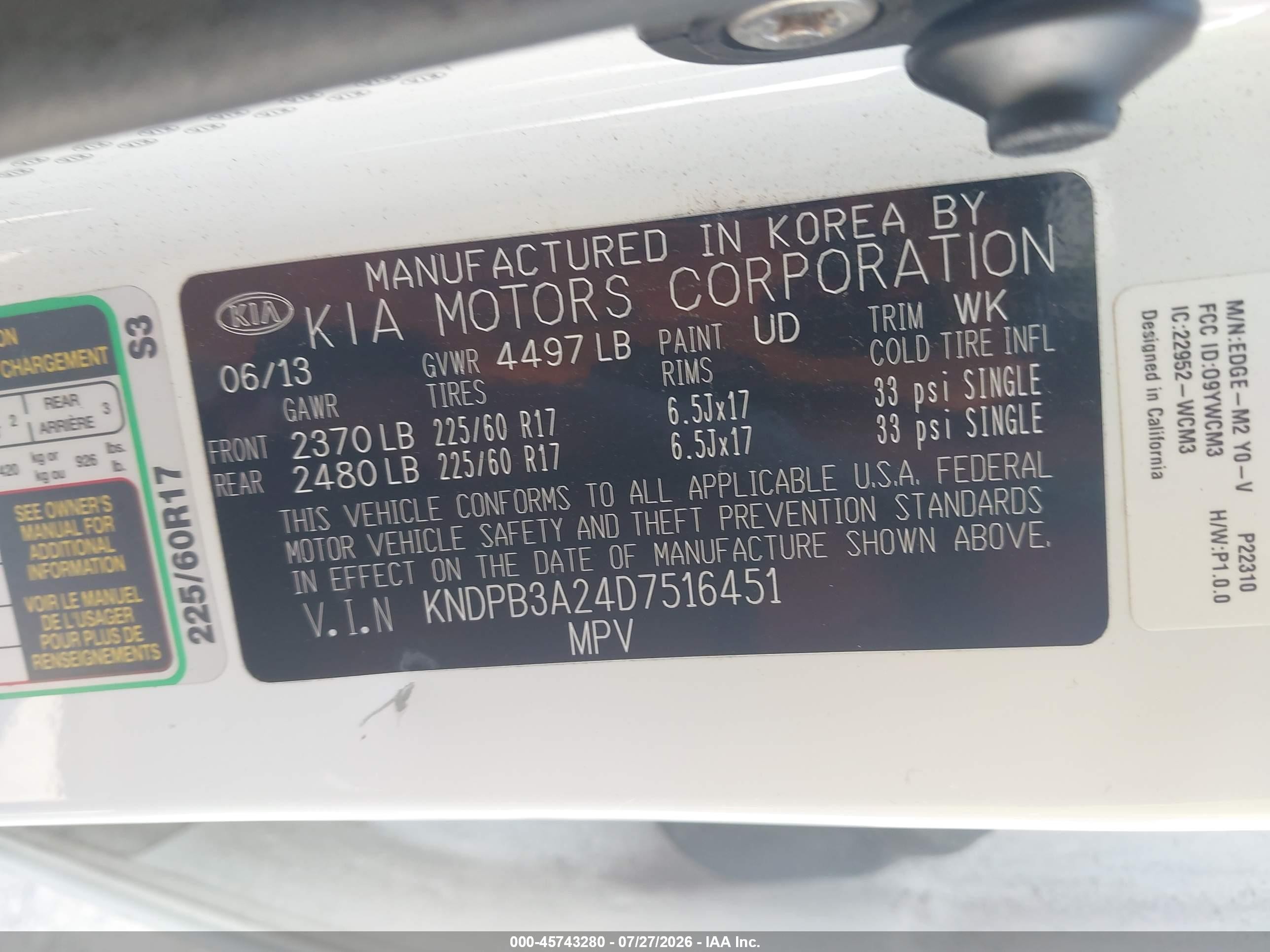 2013 Kia Sportage Lx White vin: KNDPB3A24D7516451