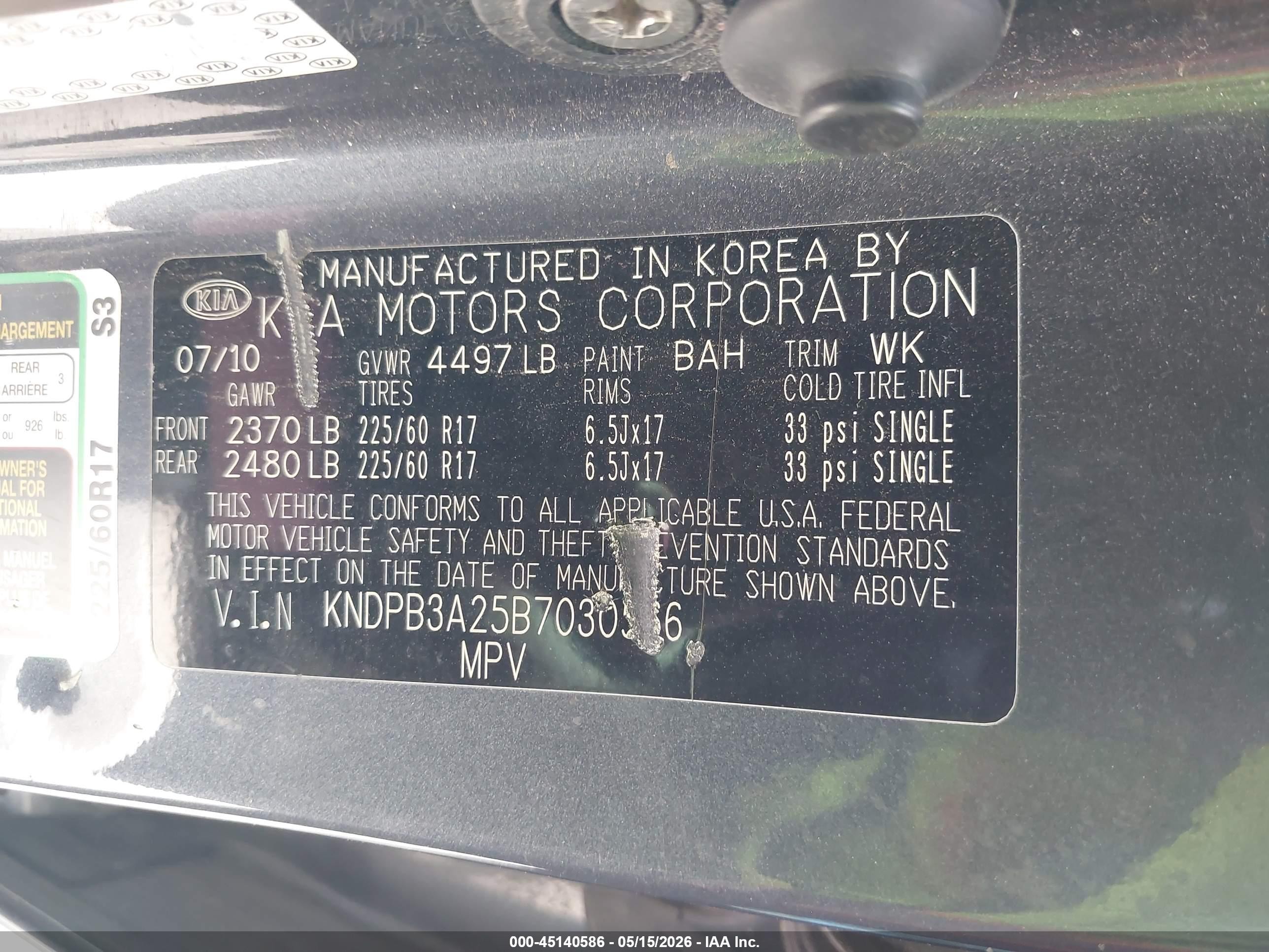 2011 Kia Sportage Lx Blue vin: KNDPB3A25B7030566