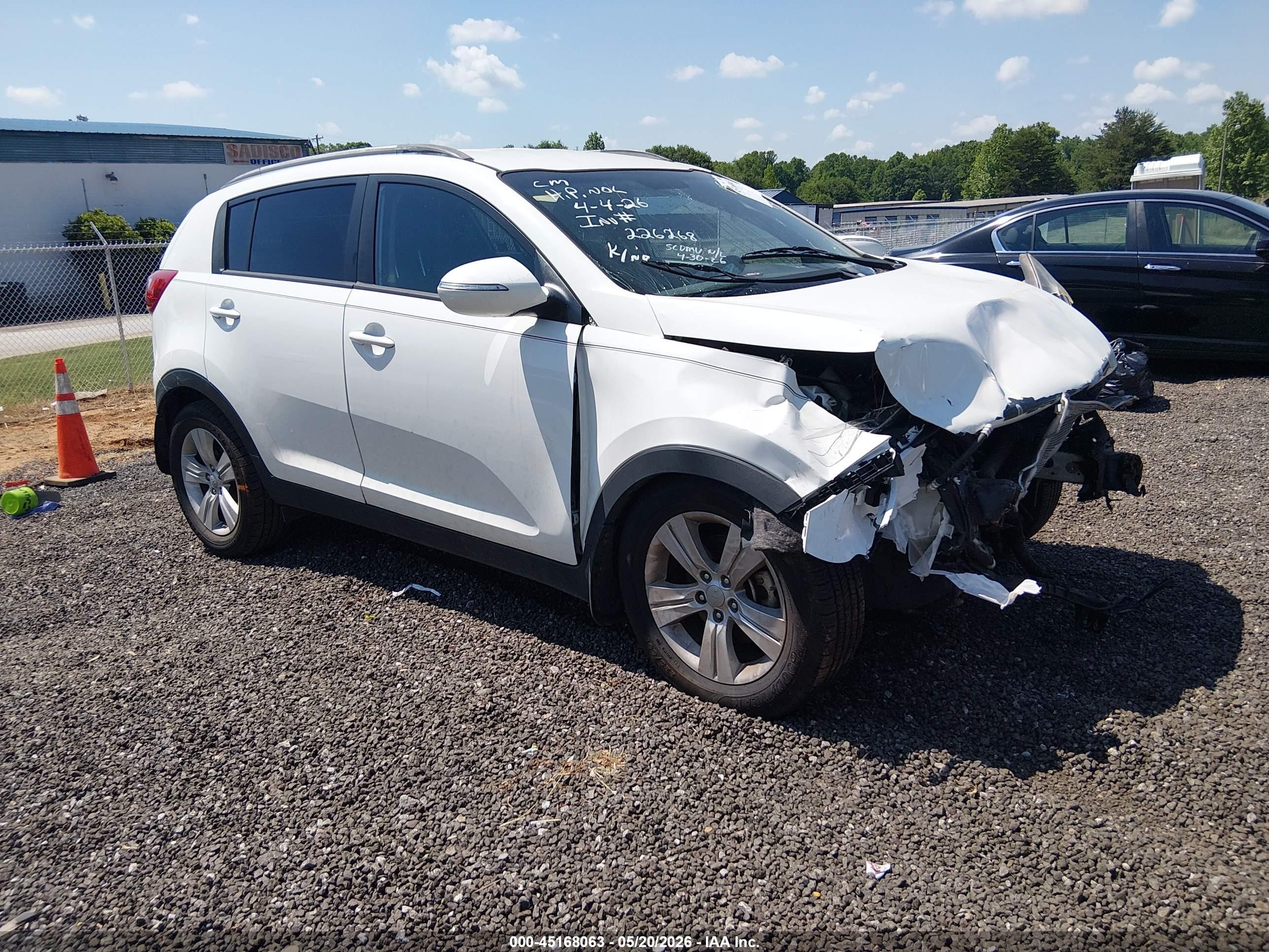 2013 Kia Sportage Lx White vin: KNDPB3A25D7515096