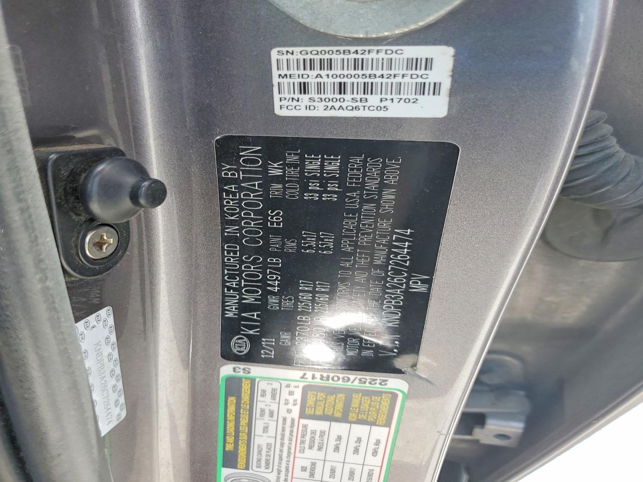 2012 Kia Sportage Lx Charcoal vin: KNDPB3A26C7264474