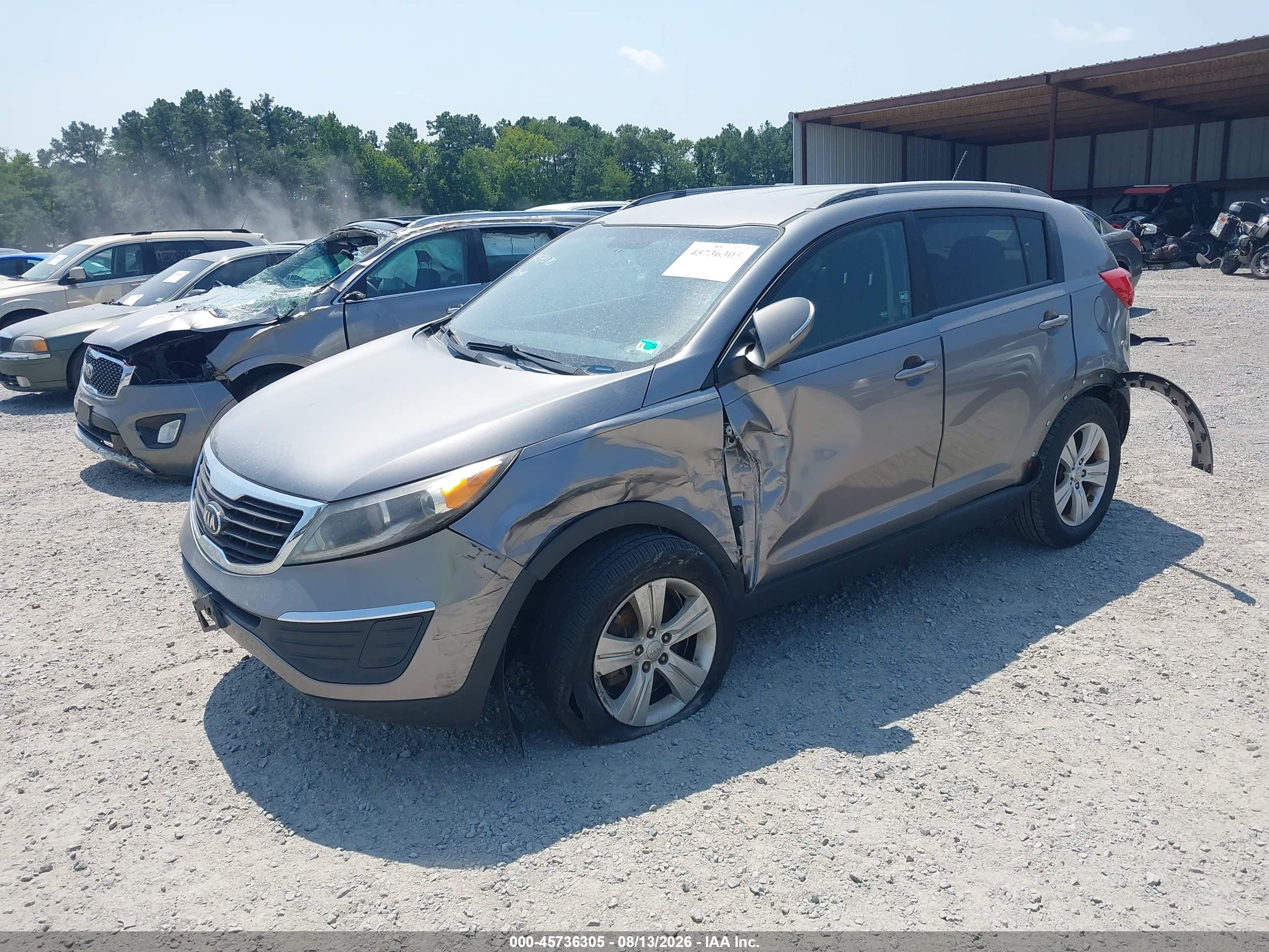 2013 Kia Sportage Lx Gray vin: KNDPB3A27D7477600