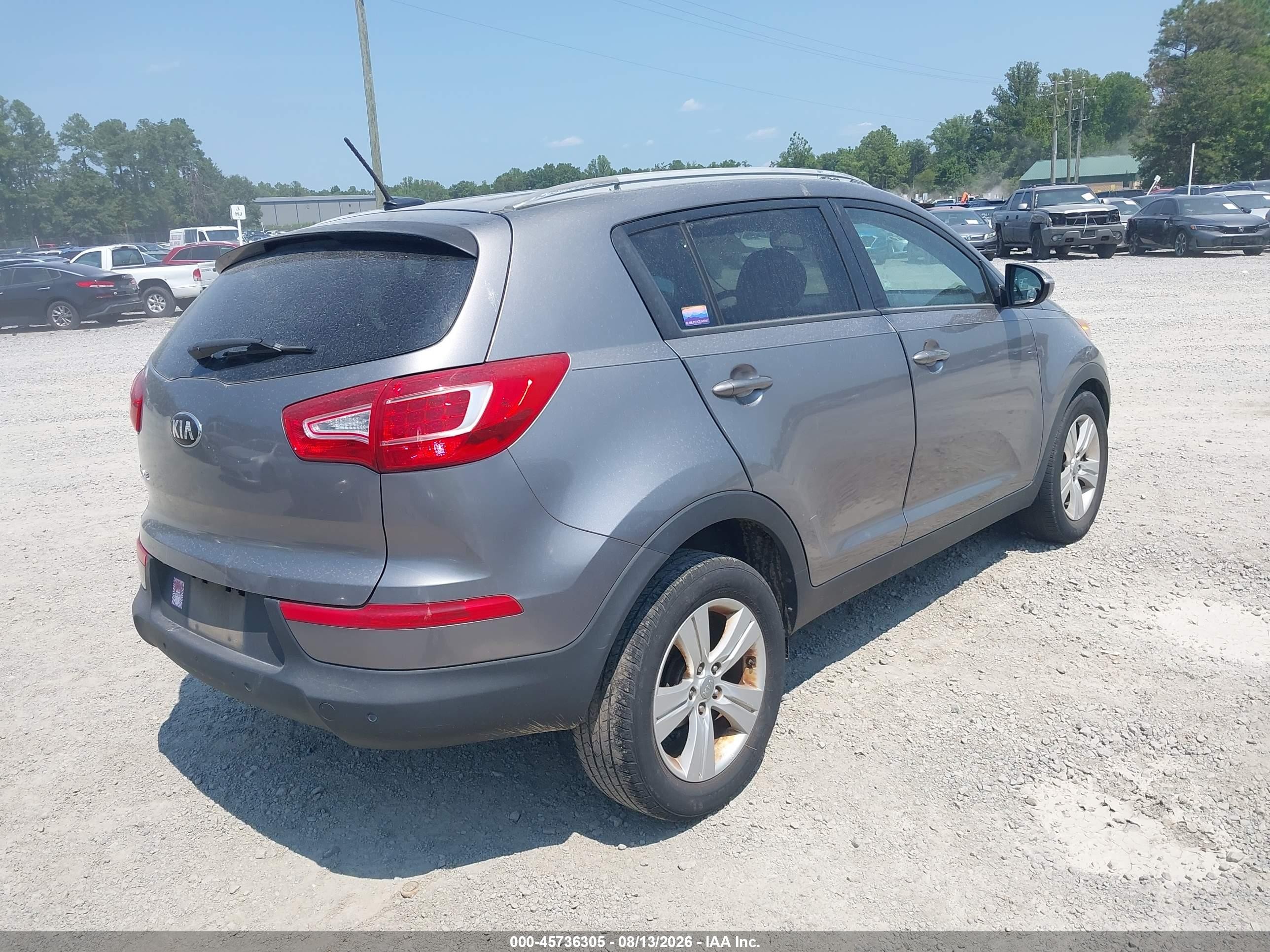 2013 Kia Sportage Lx Gray vin: KNDPB3A27D7477600