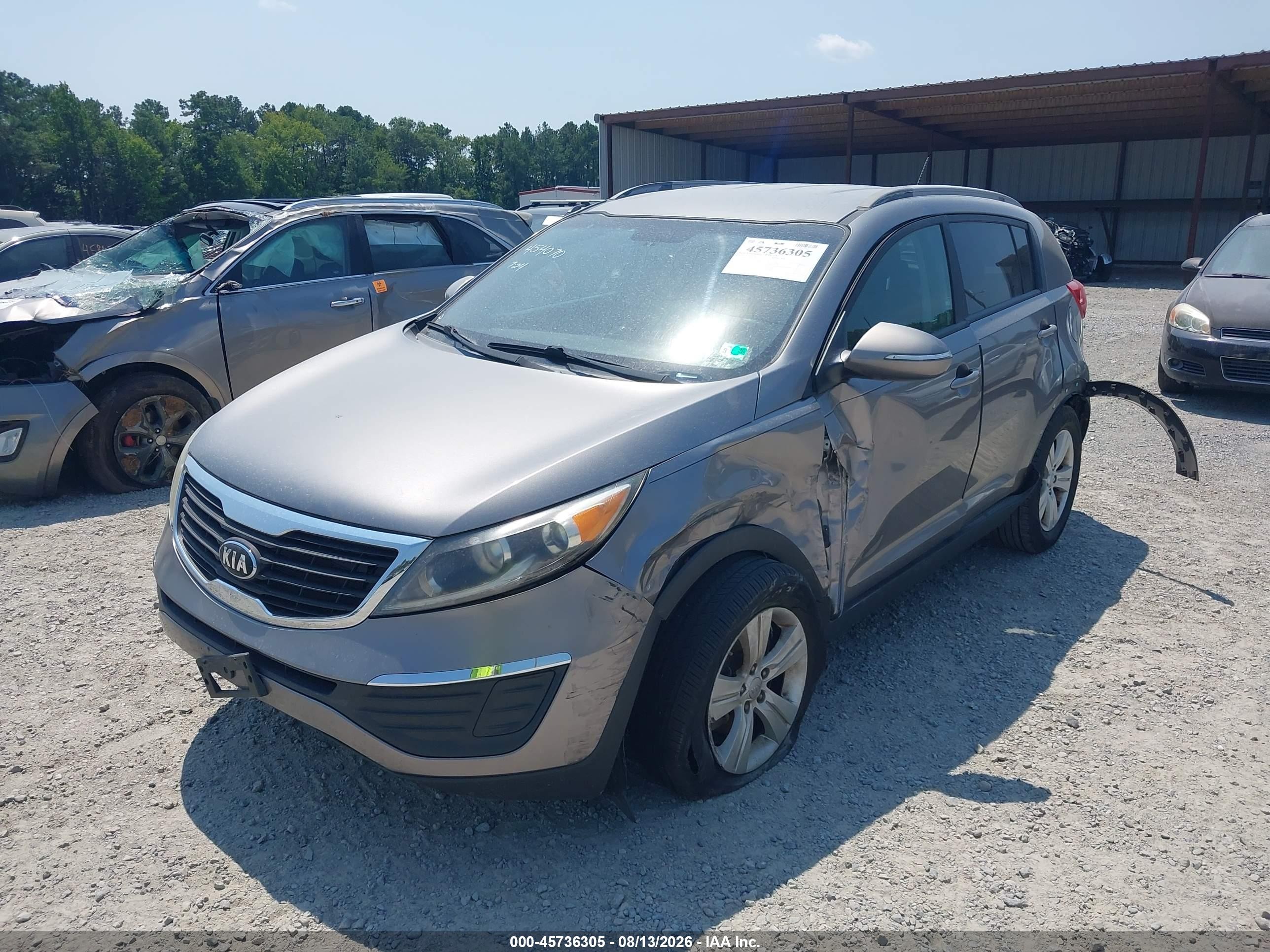2013 Kia Sportage Lx Gray vin: KNDPB3A27D7477600