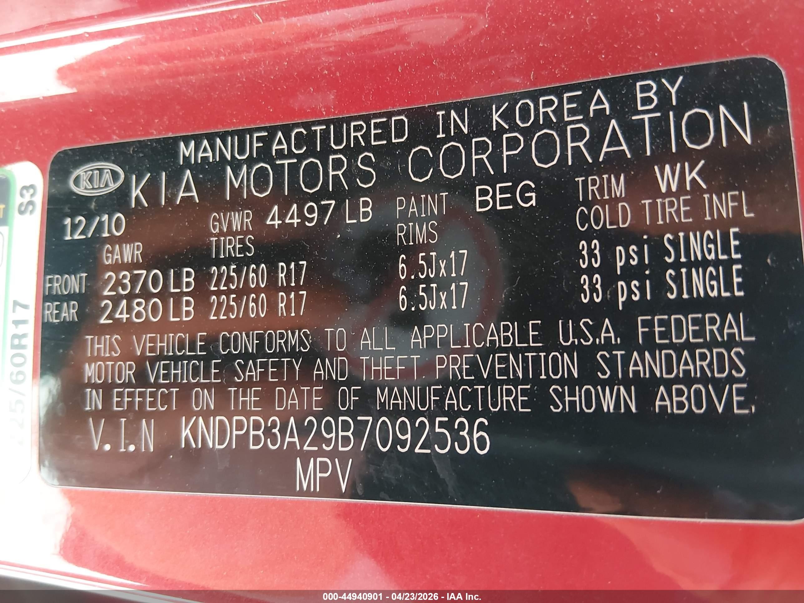 2011 Kia Sportage Lx Red vin: KNDPB3A29B7092536