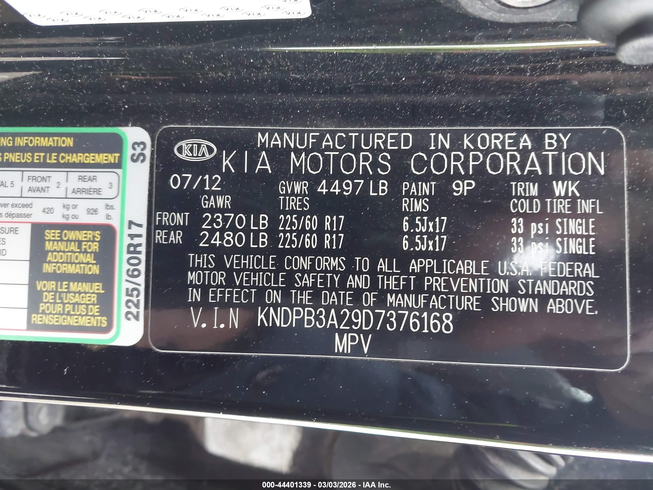 2013 Kia Sportage Lx Black vin: KNDPB3A29D7376168
