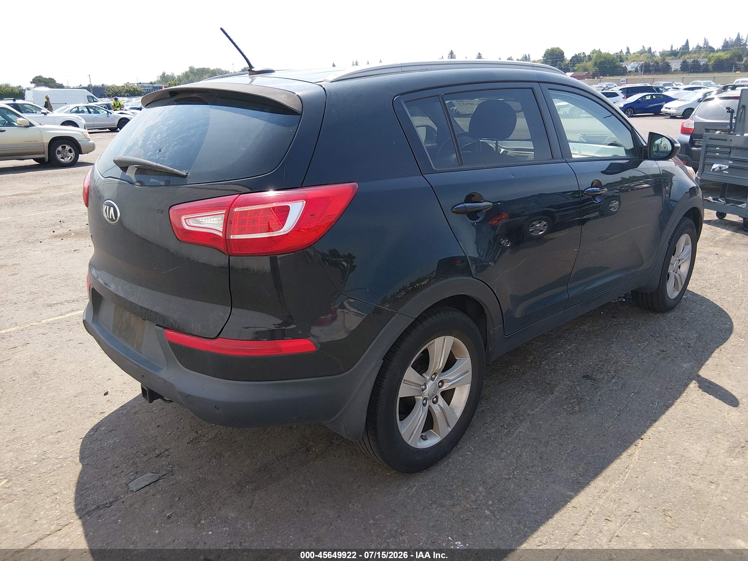 2013 Kia Sportage Lx Black vin: KNDPB3A29D7448096