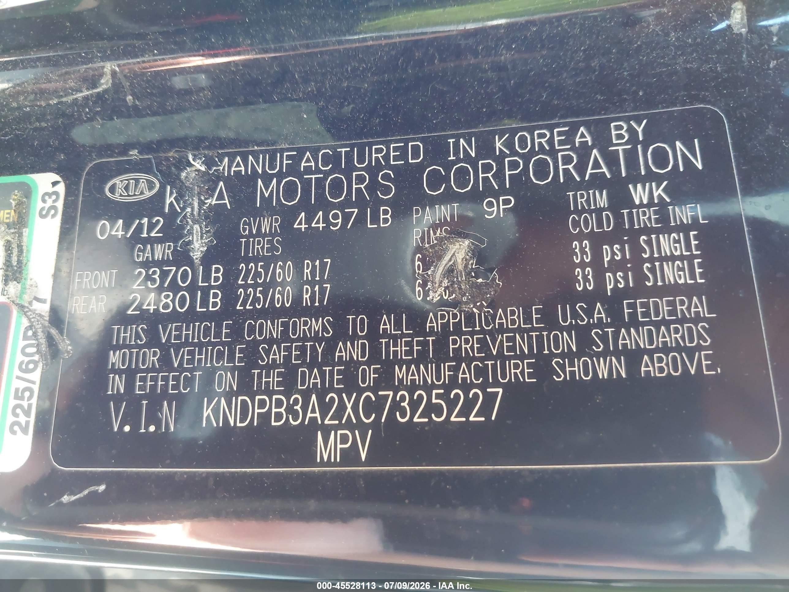 2012 Kia Sportage Lx Black vin: KNDPB3A2XC7325227