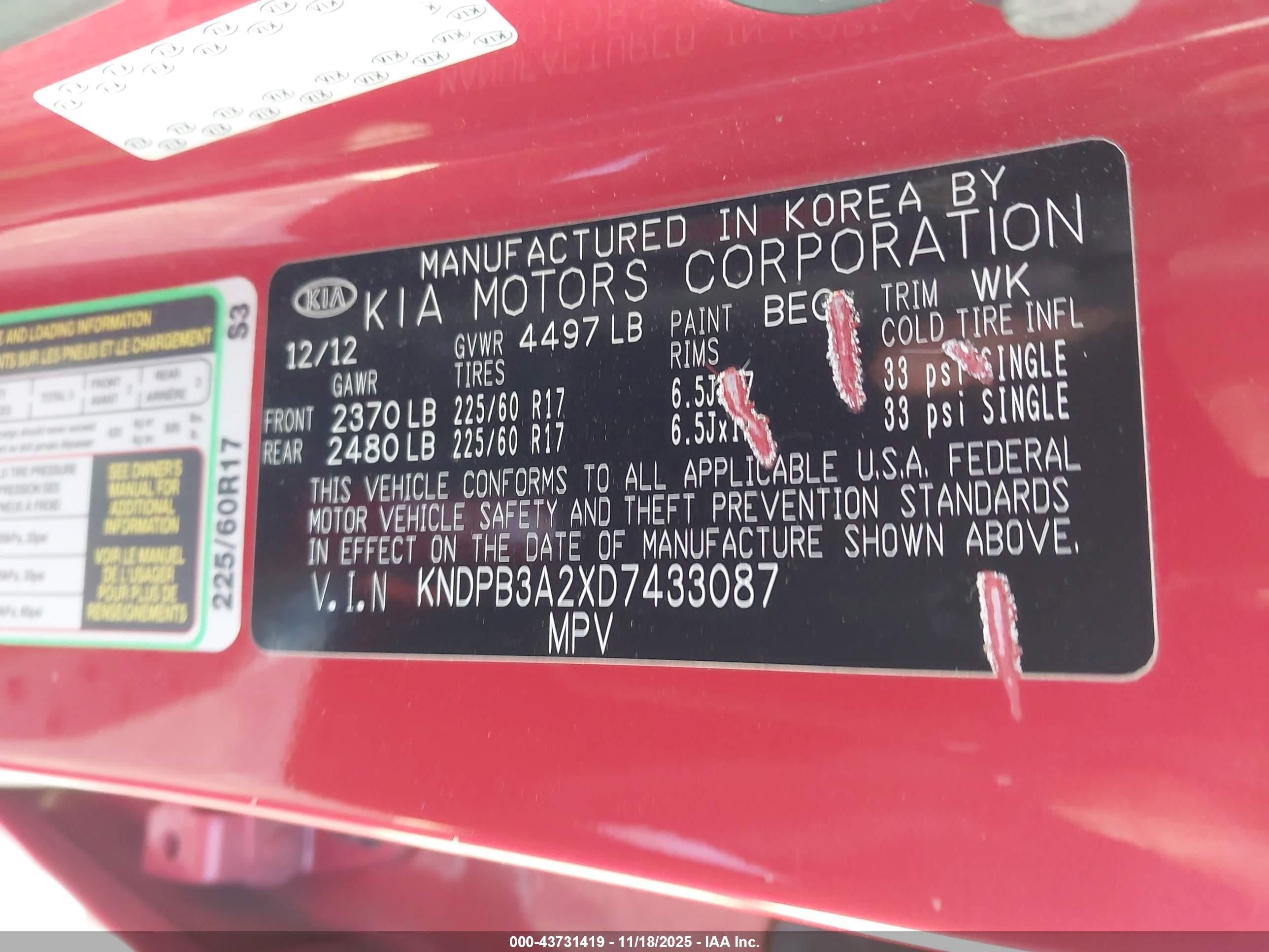 2013 Kia Sportage Lx Red vin: KNDPB3A2XD7433087