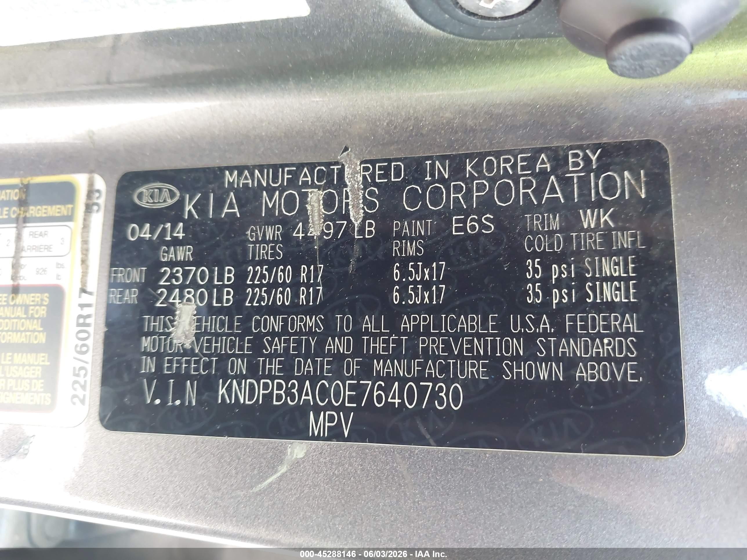 2014 Kia Sportage Lx Gray vin: KNDPB3AC0E7640730